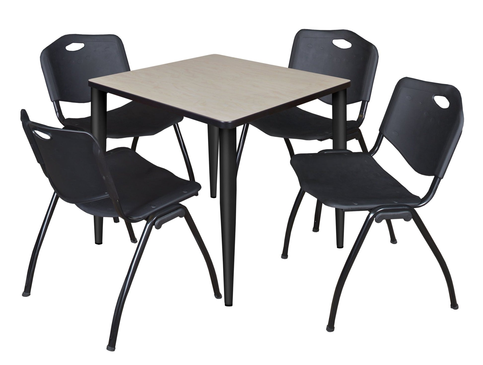 Regency Kahlo 30 in. Square Breakroom Table & 4 M Stack Chairs - SchoolOutlet
