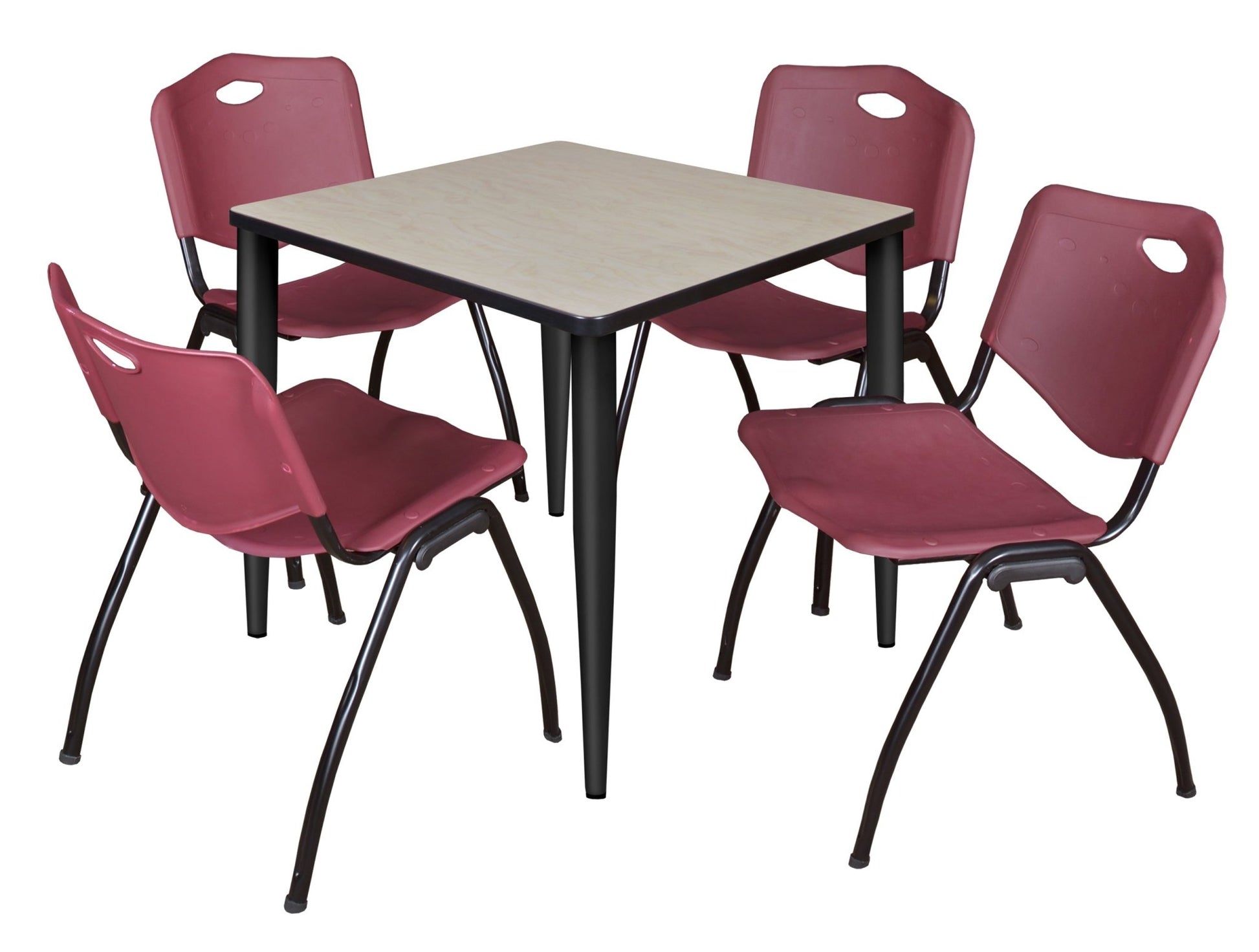 Regency Kahlo 30 in. Square Breakroom Table & 4 M Stack Chairs - SchoolOutlet