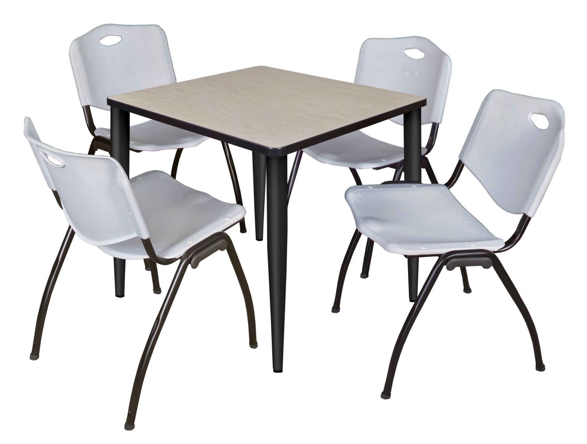 Regency Kahlo 30 in. Square Breakroom Table & 4 M Stack Chairs - SchoolOutlet
