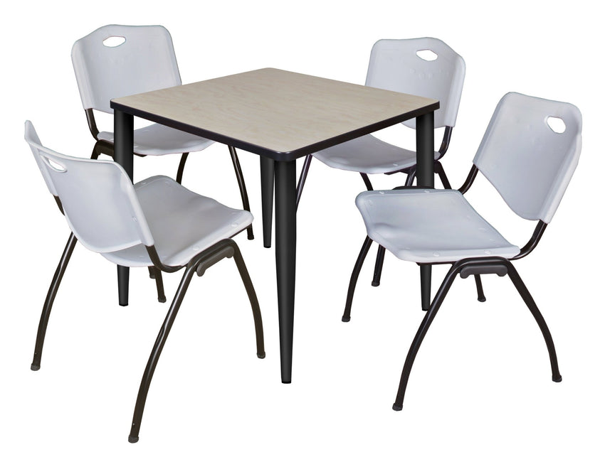Regency Kahlo 30 in. Square Breakroom Table & 4 M Stack Chairs - SchoolOutlet