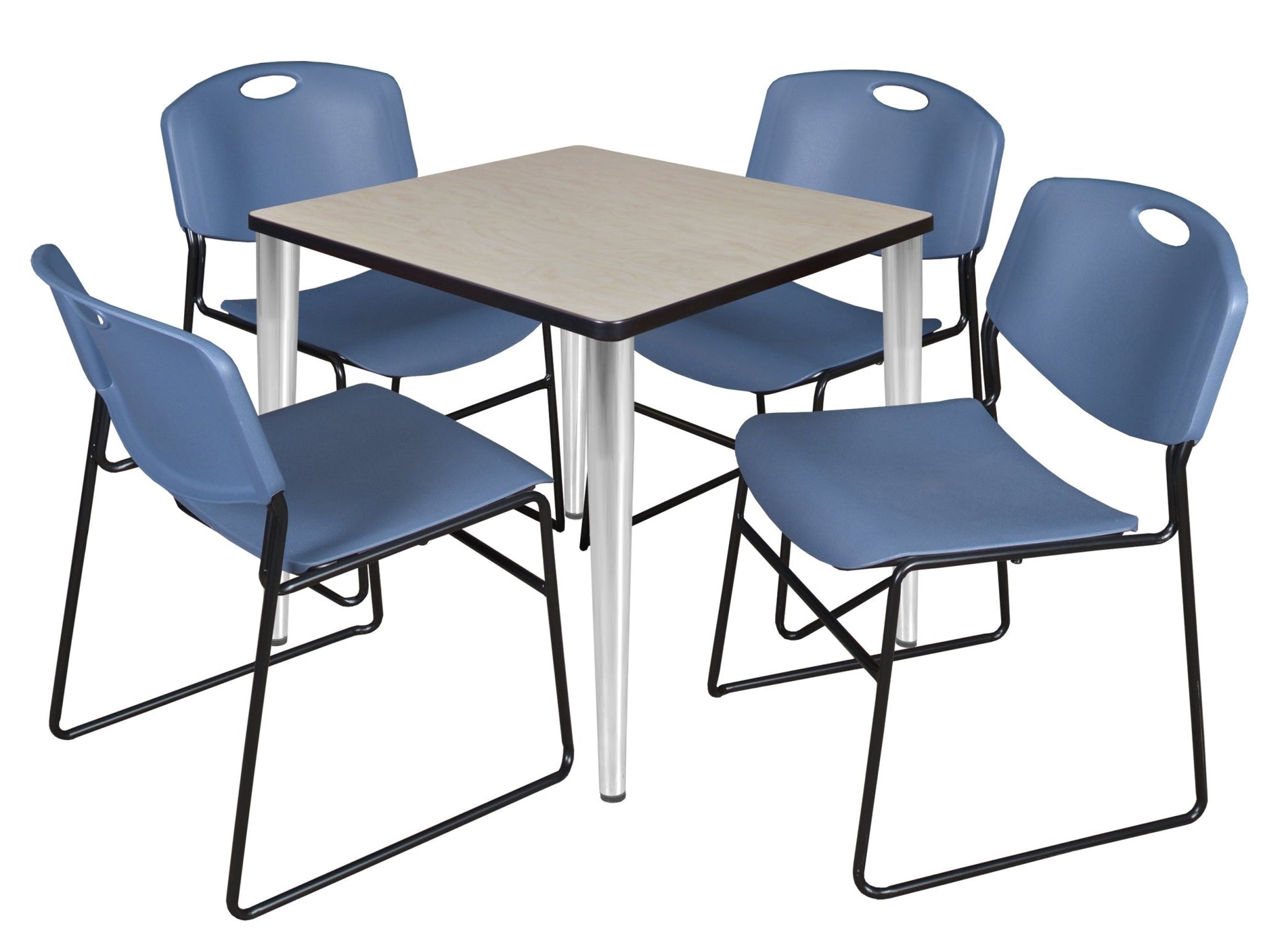 Regency Kahlo 30 in. Square Breakroom Table & 4 Zeng Stack Chairs - SchoolOutlet