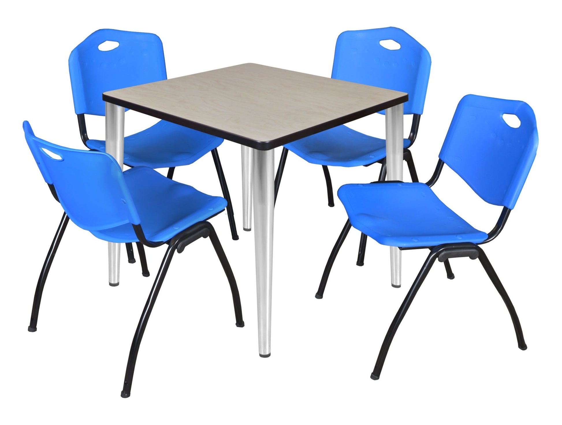 Regency Kahlo 30 in. Square Breakroom Table & 4 M Stack Chairs - SchoolOutlet