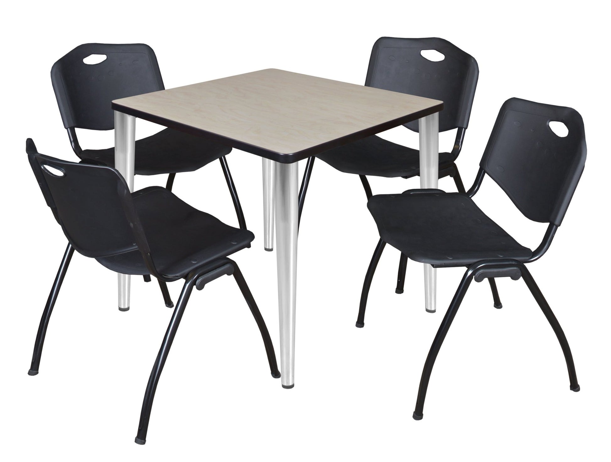 Regency Kahlo 30 in. Square Breakroom Table & 4 M Stack Chairs - SchoolOutlet