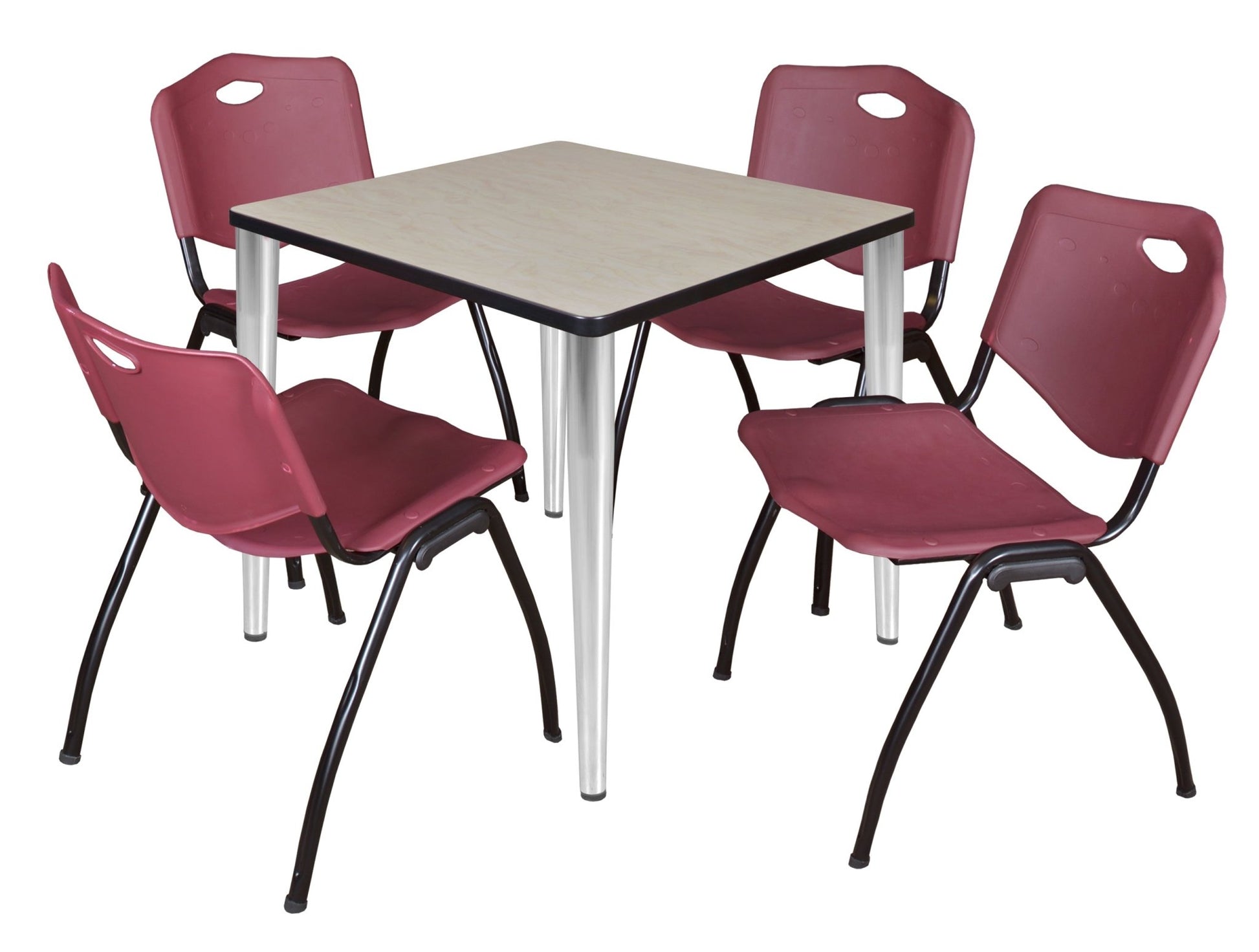 Regency Kahlo 30 in. Square Breakroom Table & 4 M Stack Chairs - SchoolOutlet