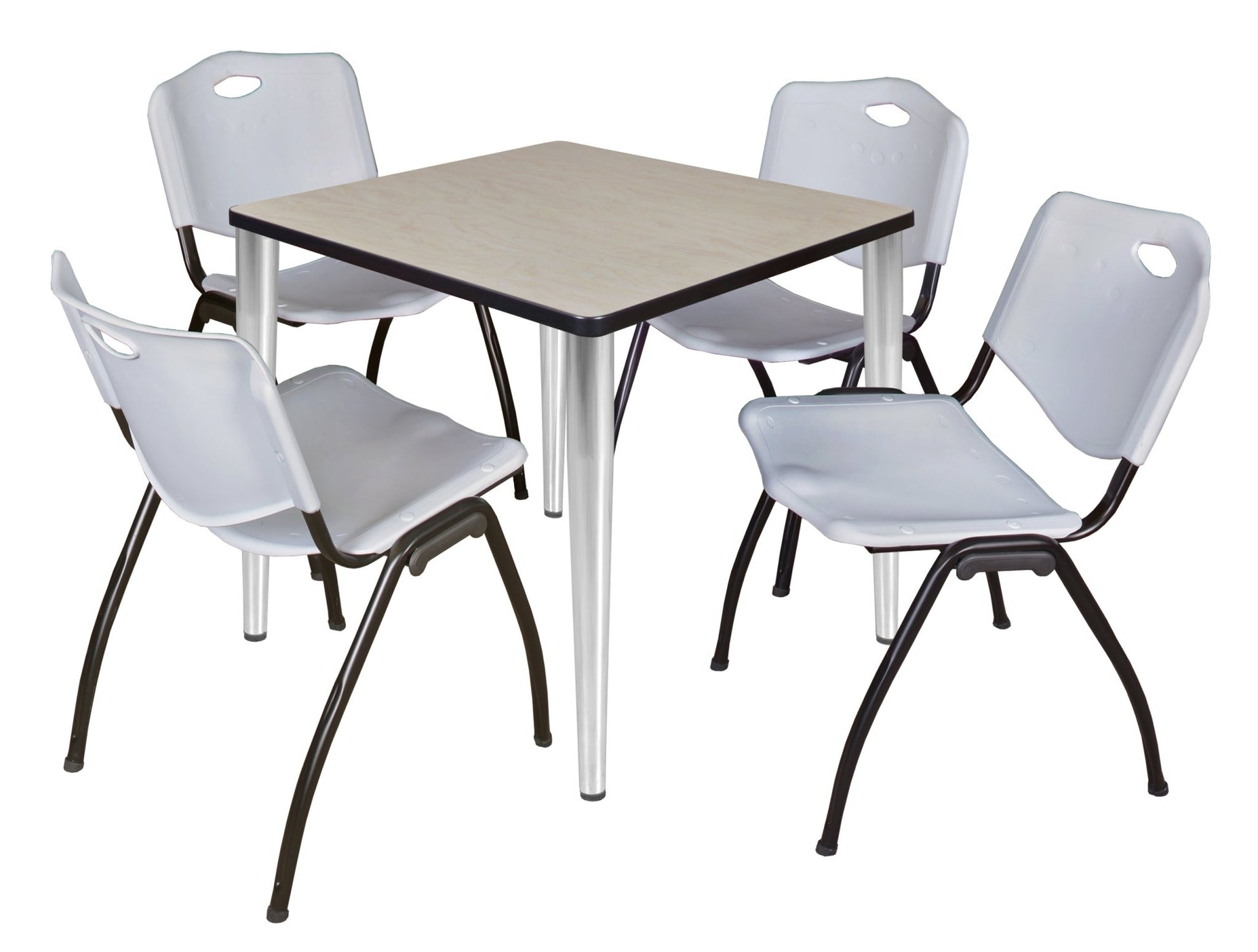 Regency Kahlo 30 in. Square Breakroom Table & 4 M Stack Chairs - SchoolOutlet