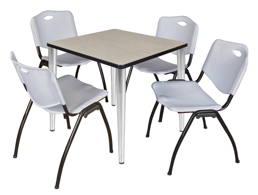 Regency Kahlo 30 in. Square Breakroom Table & 4 M Stack Chairs - SchoolOutlet