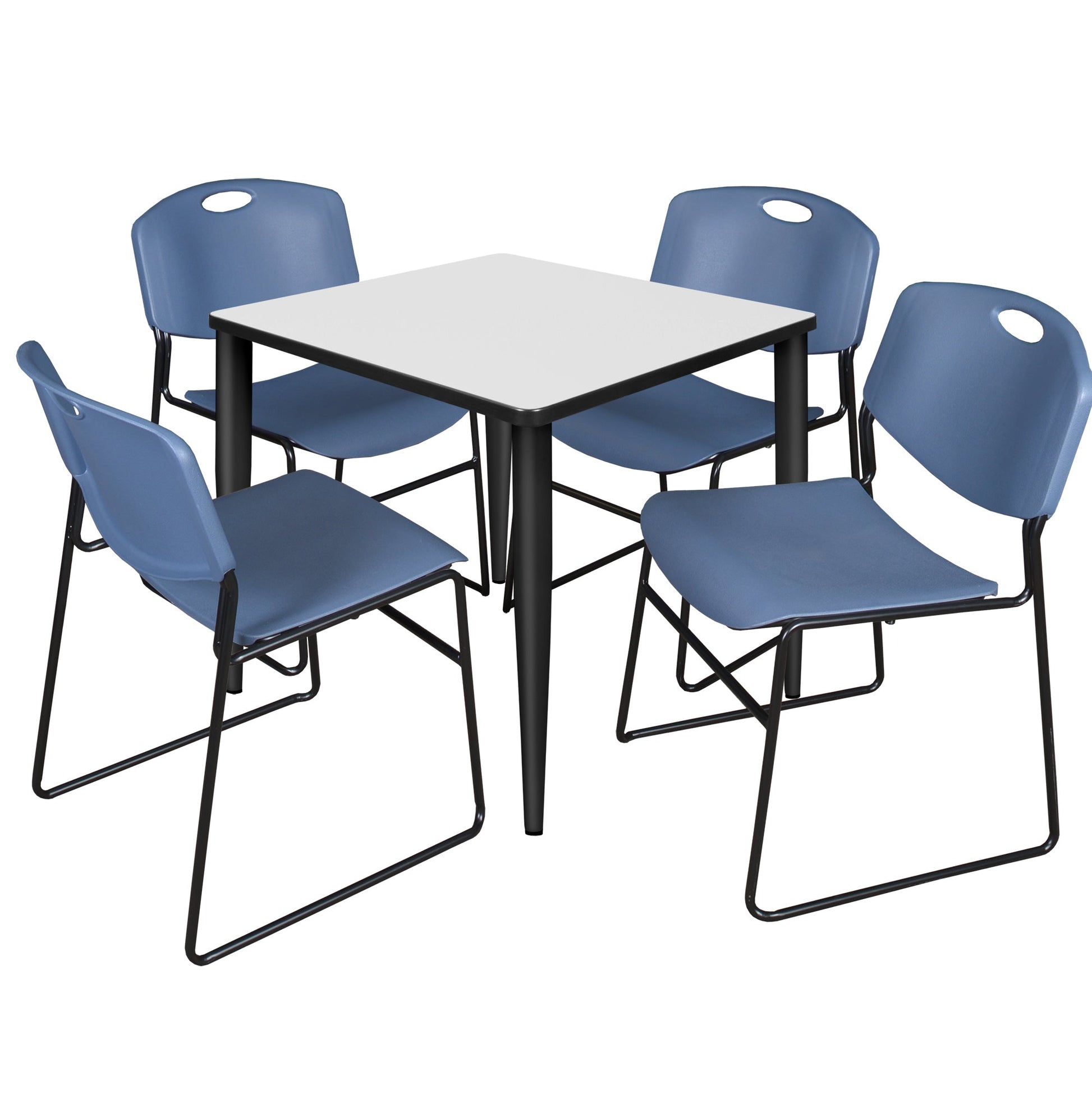 Regency Kahlo 30 in. Square Breakroom Table & 4 Zeng Stack Chairs - SchoolOutlet