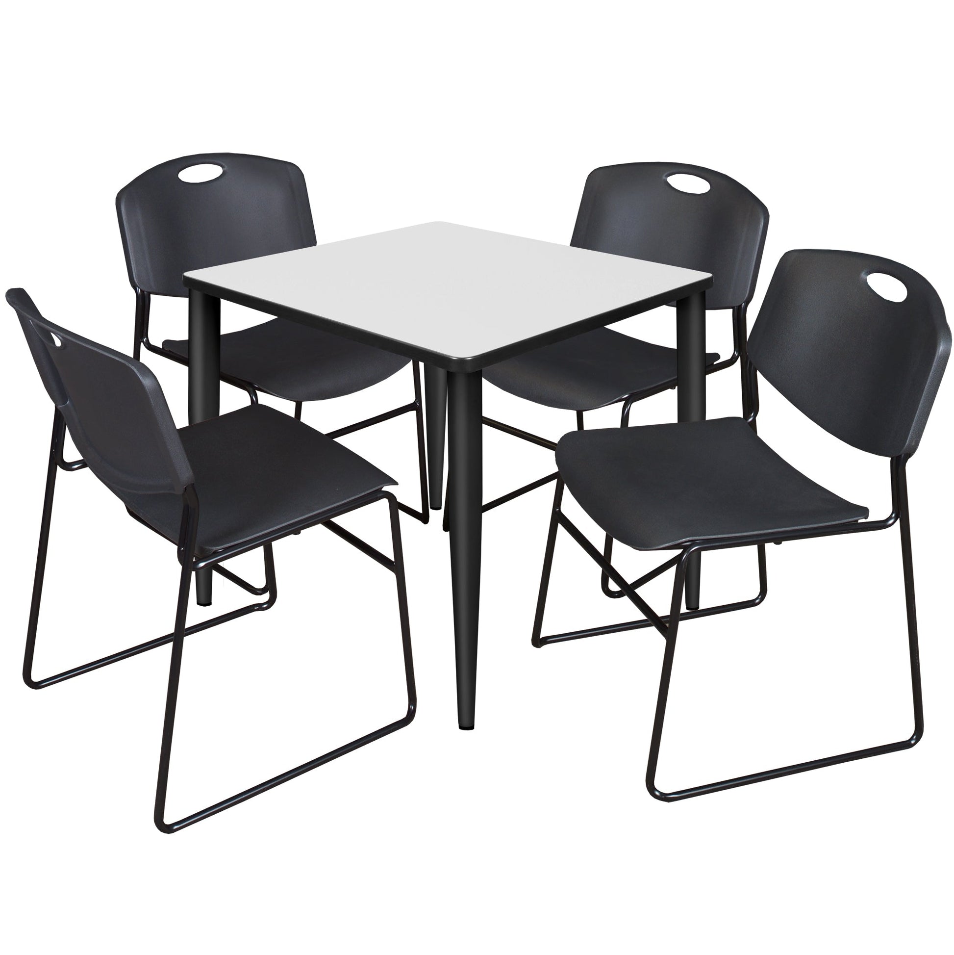 Regency Kahlo 30 in. Square Breakroom Table & 4 Zeng Stack Chairs - SchoolOutlet