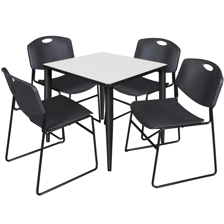 Regency Kahlo 30 in. Square Breakroom Table & 4 Zeng Stack Chairs - SchoolOutlet