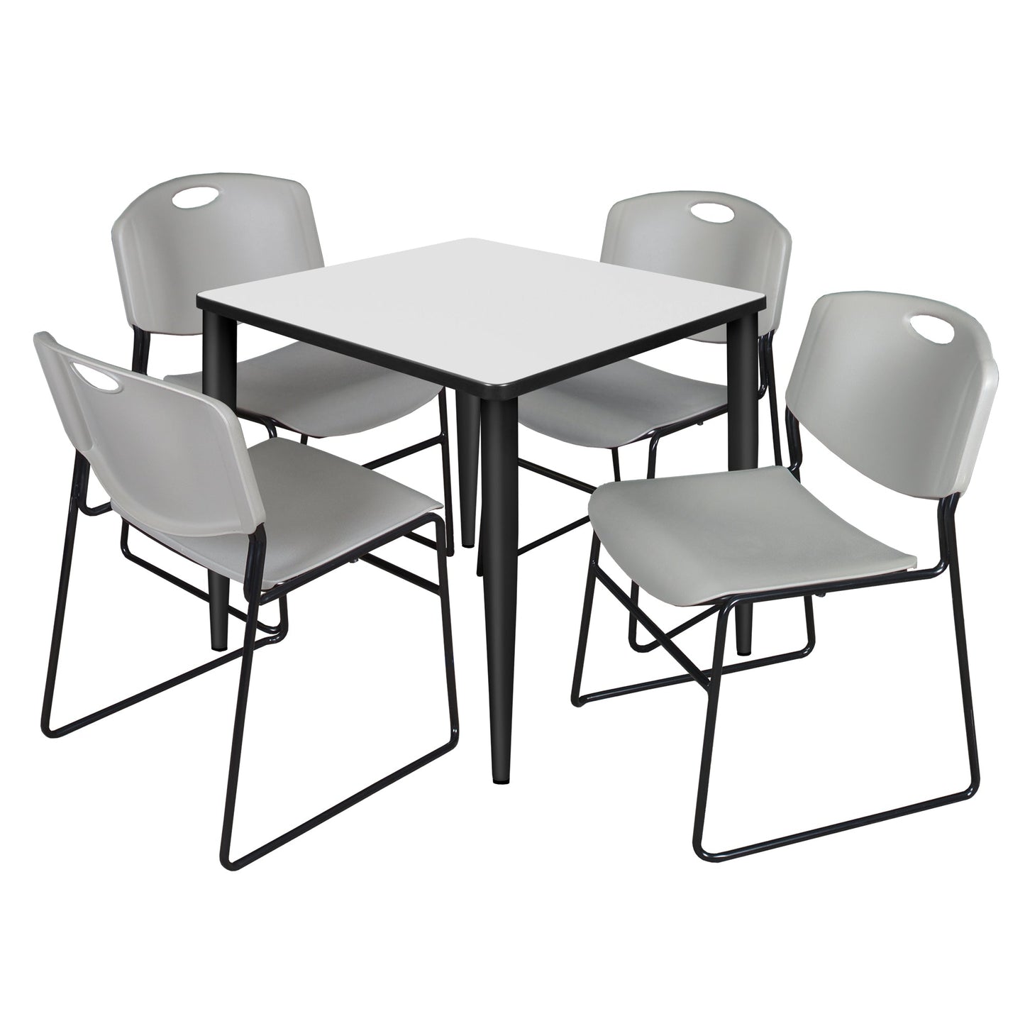 Regency Kahlo 30 in. Square Breakroom Table & 4 Zeng Stack Chairs - SchoolOutlet