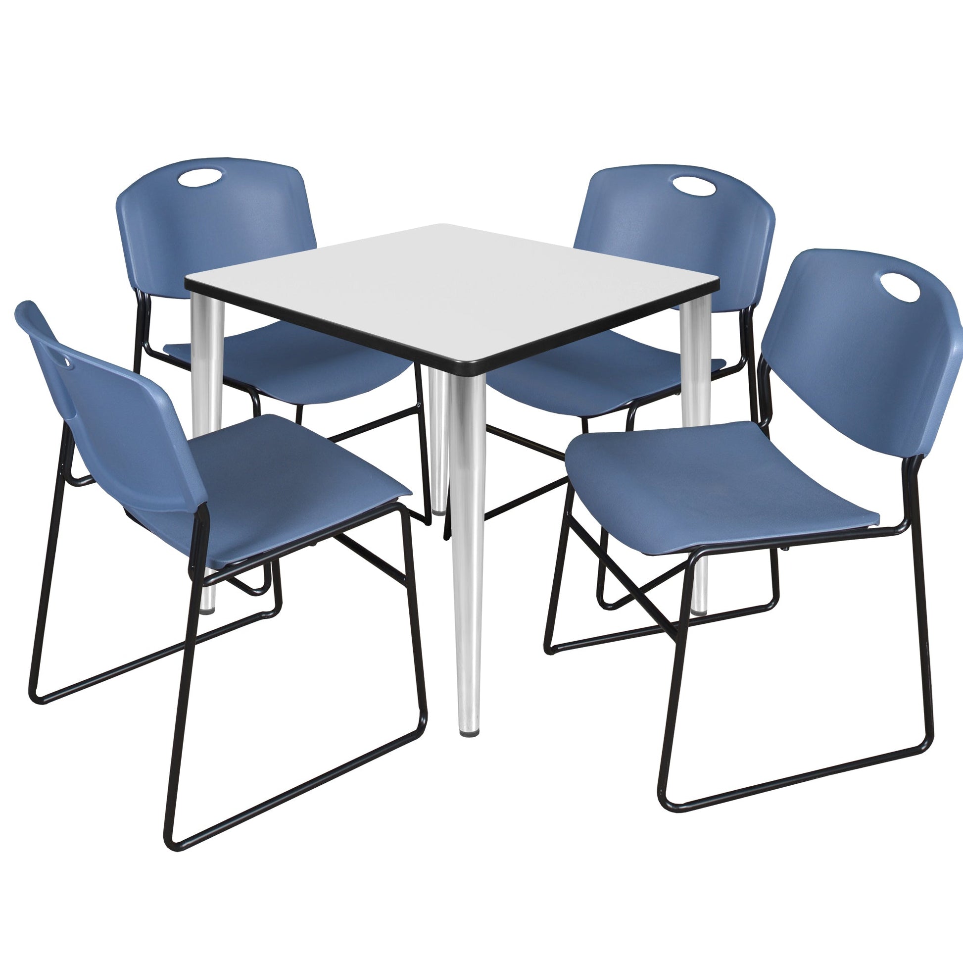 Regency Kahlo 30 in. Square Breakroom Table & 4 Zeng Stack Chairs - SchoolOutlet