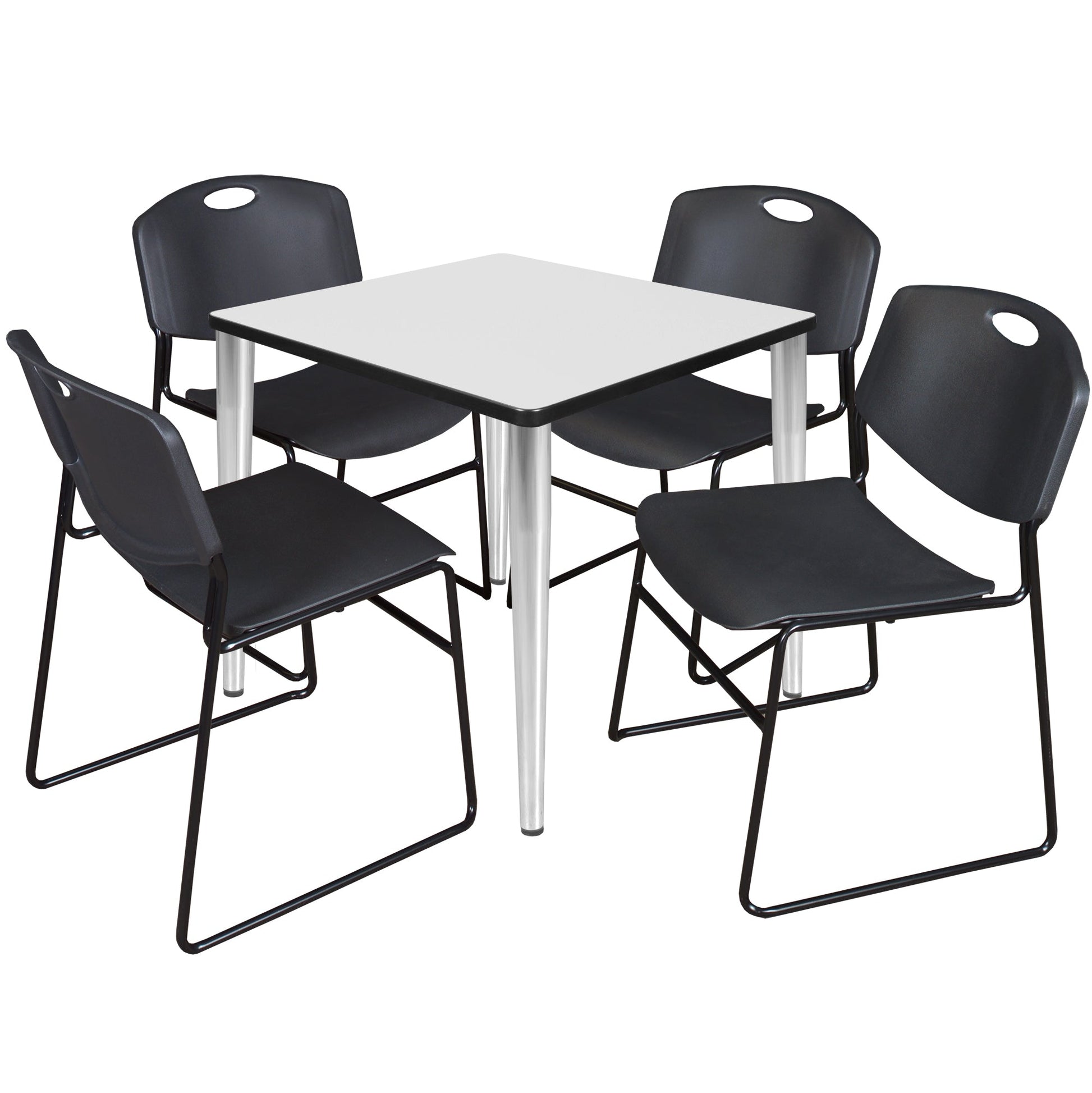 Regency Kahlo 30 in. Square Breakroom Table & 4 Zeng Stack Chairs - SchoolOutlet