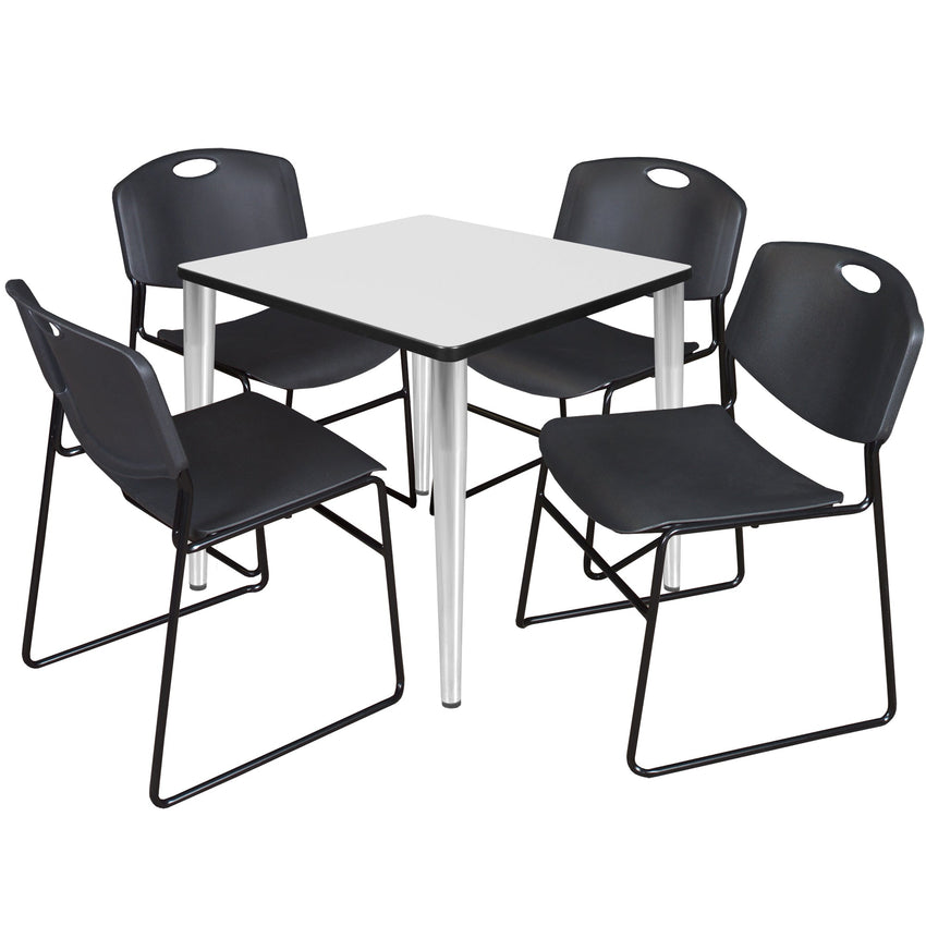 Regency Kahlo 30 in. Square Breakroom Table & 4 Zeng Stack Chairs - SchoolOutlet