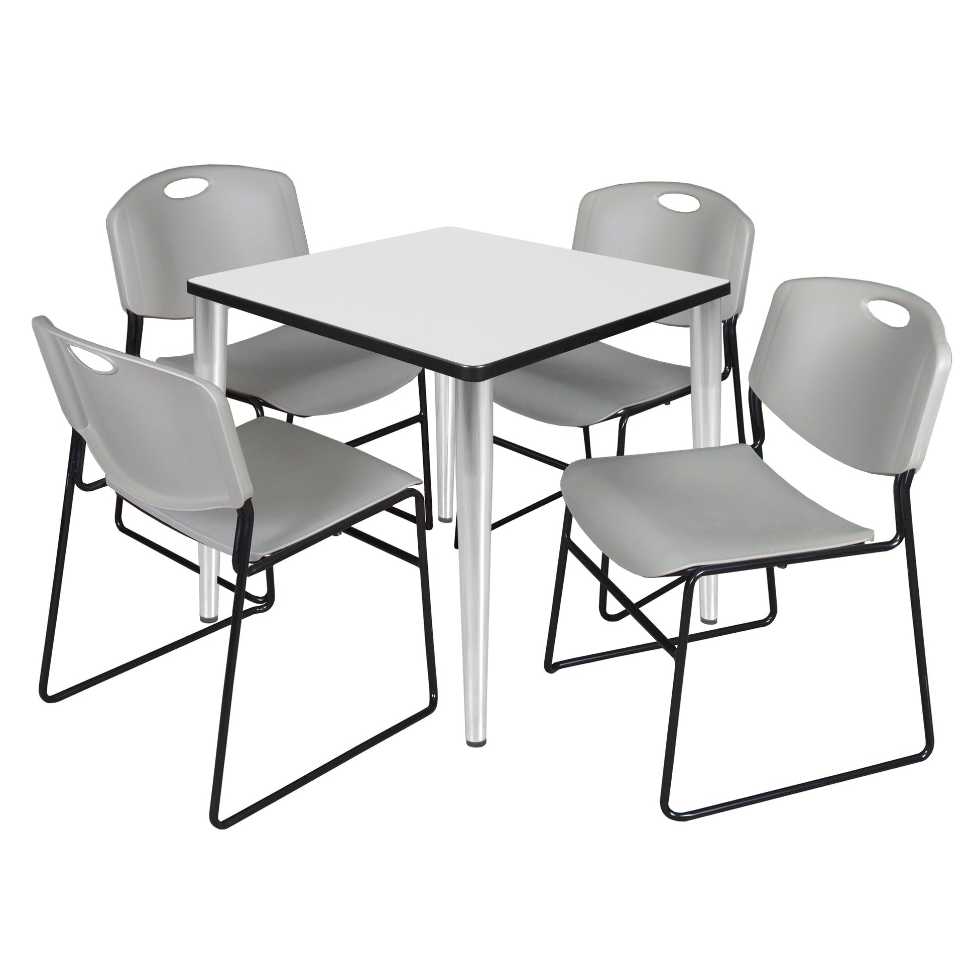 Regency Kahlo 30 in. Square Breakroom Table & 4 Zeng Stack Chairs - SchoolOutlet