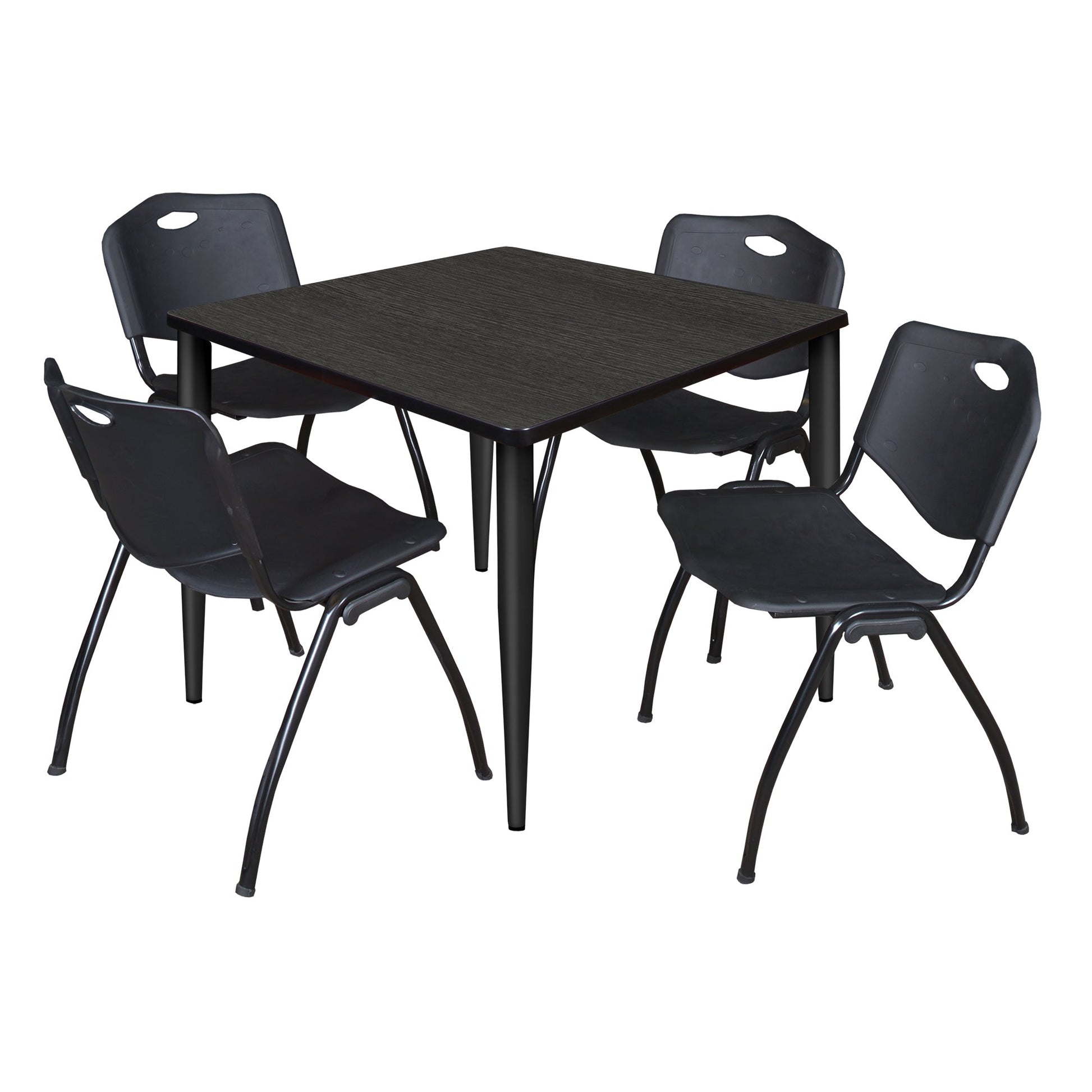Regency Kahlo 42 in. Square Breakroom Table & 4 M Stack Chairs - SchoolOutlet