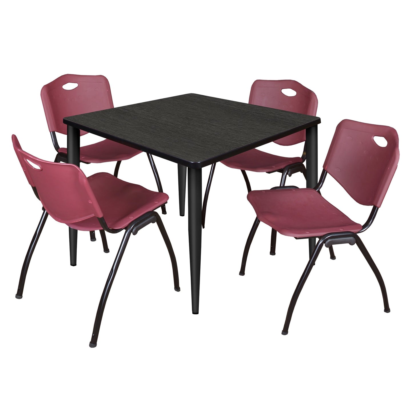 Regency Kahlo 42 in. Square Breakroom Table & 4 M Stack Chairs - SchoolOutlet