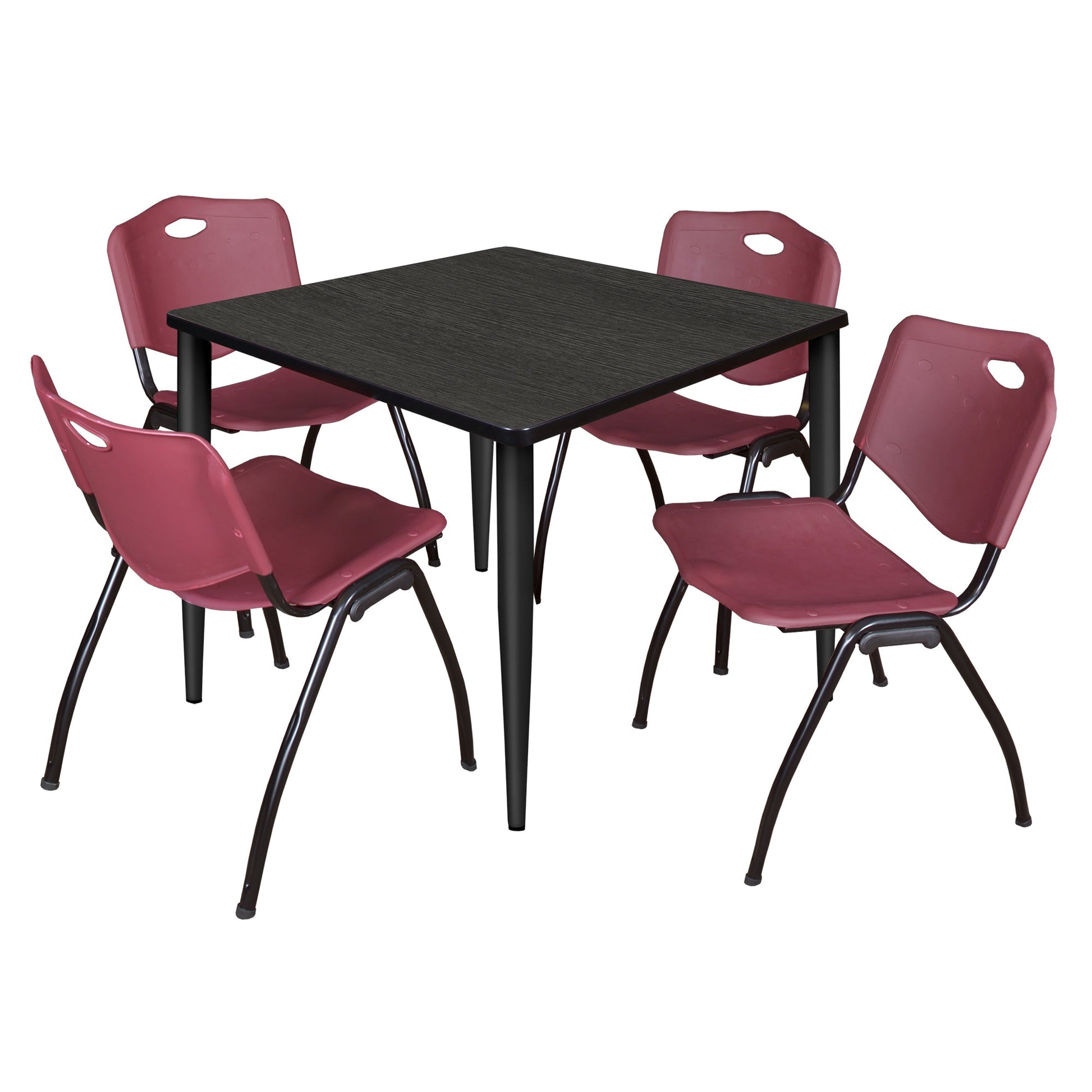 Regency Kahlo 42 in. Square Breakroom Table & 4 M Stack Chairs - SchoolOutlet