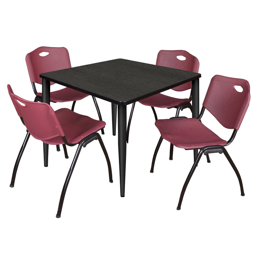 Regency Kahlo 42 in. Square Breakroom Table & 4 M Stack Chairs - SchoolOutlet