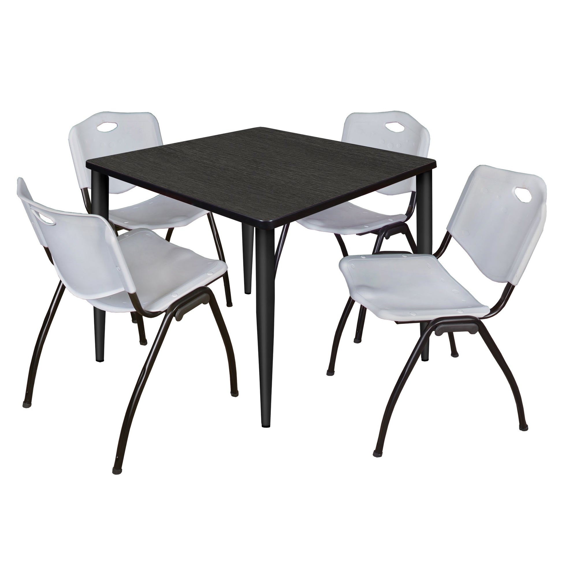 Regency Kahlo 42 in. Square Breakroom Table & 4 M Stack Chairs - SchoolOutlet
