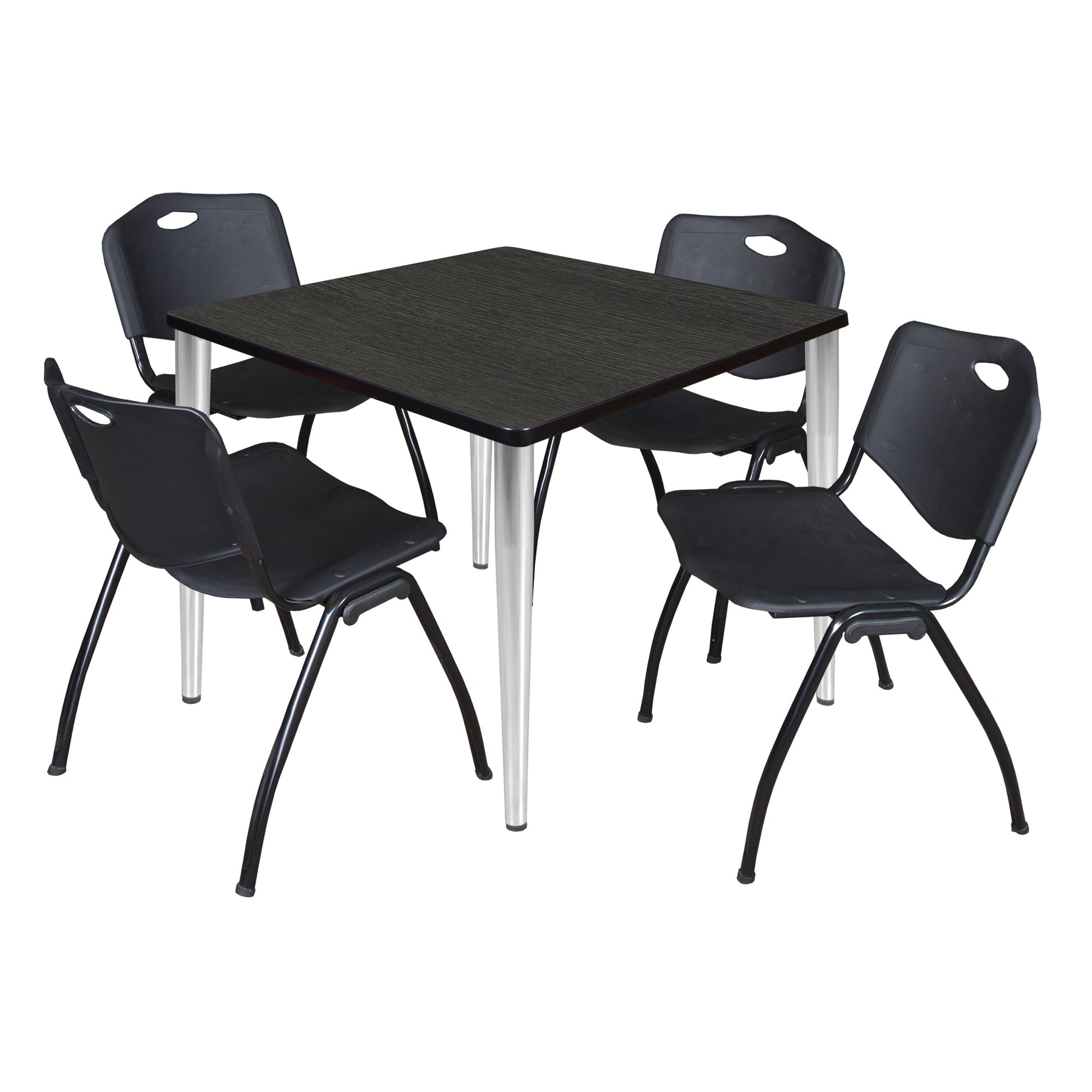 Regency Kahlo 42 in. Square Breakroom Table & 4 M Stack Chairs - SchoolOutlet