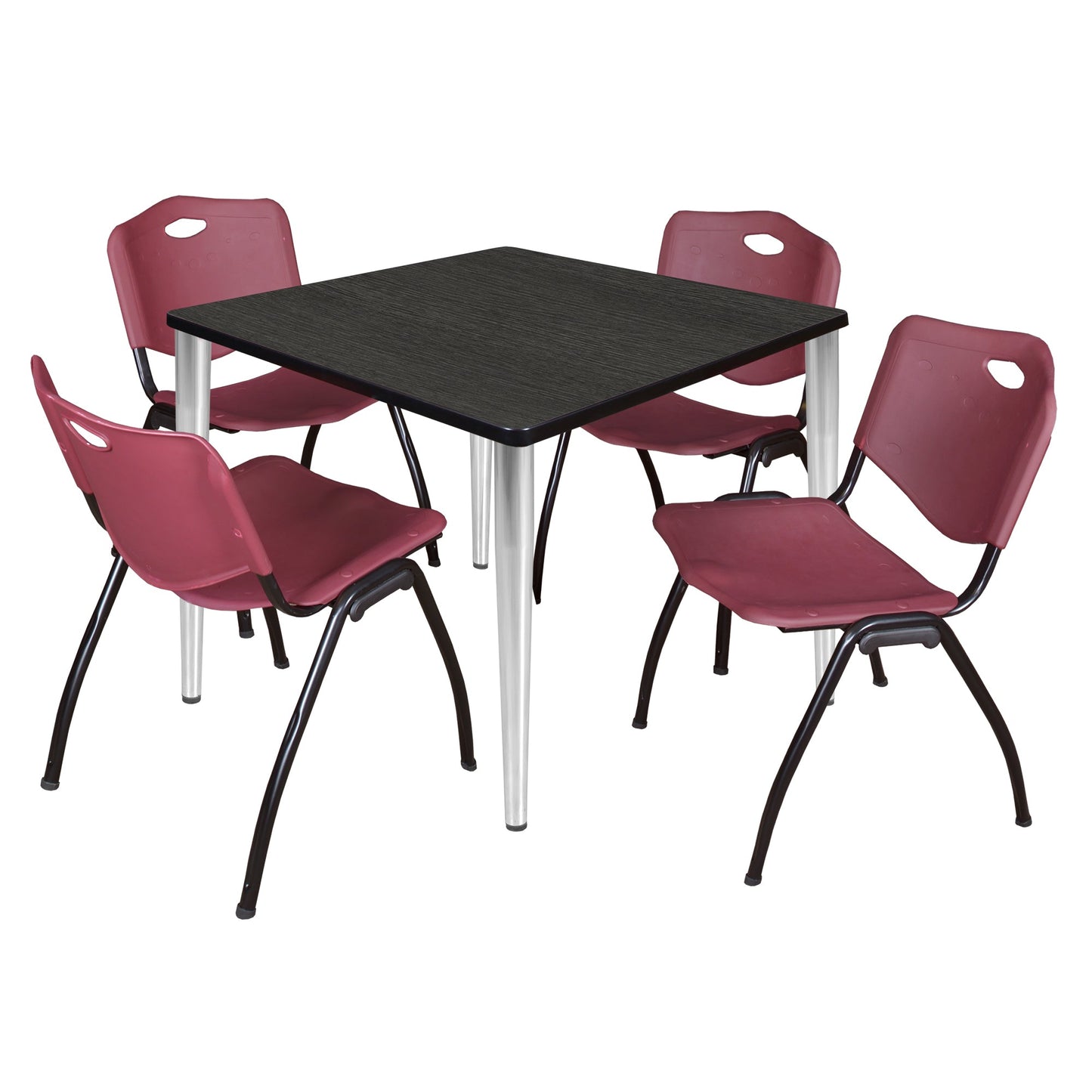 Regency Kahlo 42 in. Square Breakroom Table & 4 M Stack Chairs - SchoolOutlet