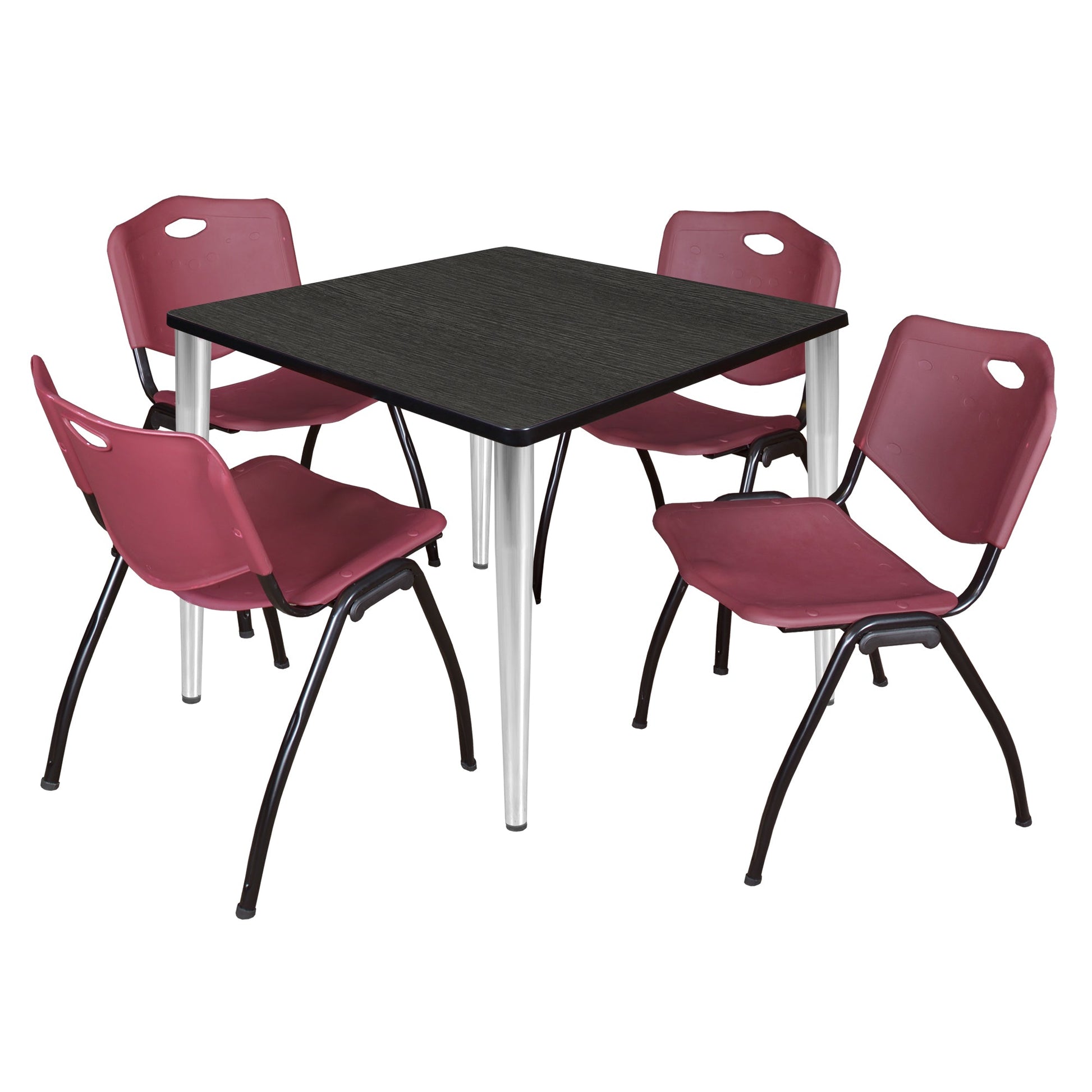 Regency Kahlo 42 in. Square Breakroom Table & 4 M Stack Chairs - SchoolOutlet