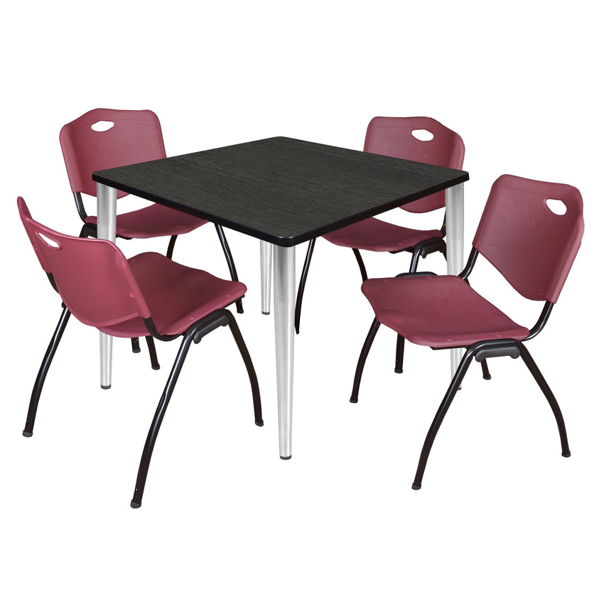 Regency Kahlo 42 in. Square Breakroom Table & 4 M Stack Chairs - SchoolOutlet