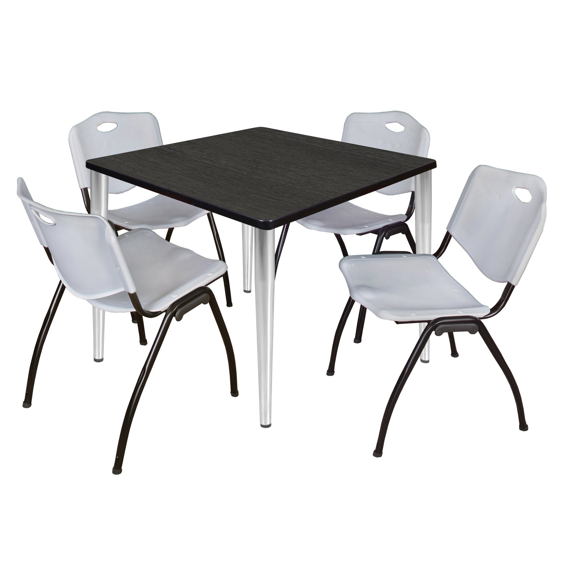Regency Kahlo 42 in. Square Breakroom Table & 4 M Stack Chairs - SchoolOutlet