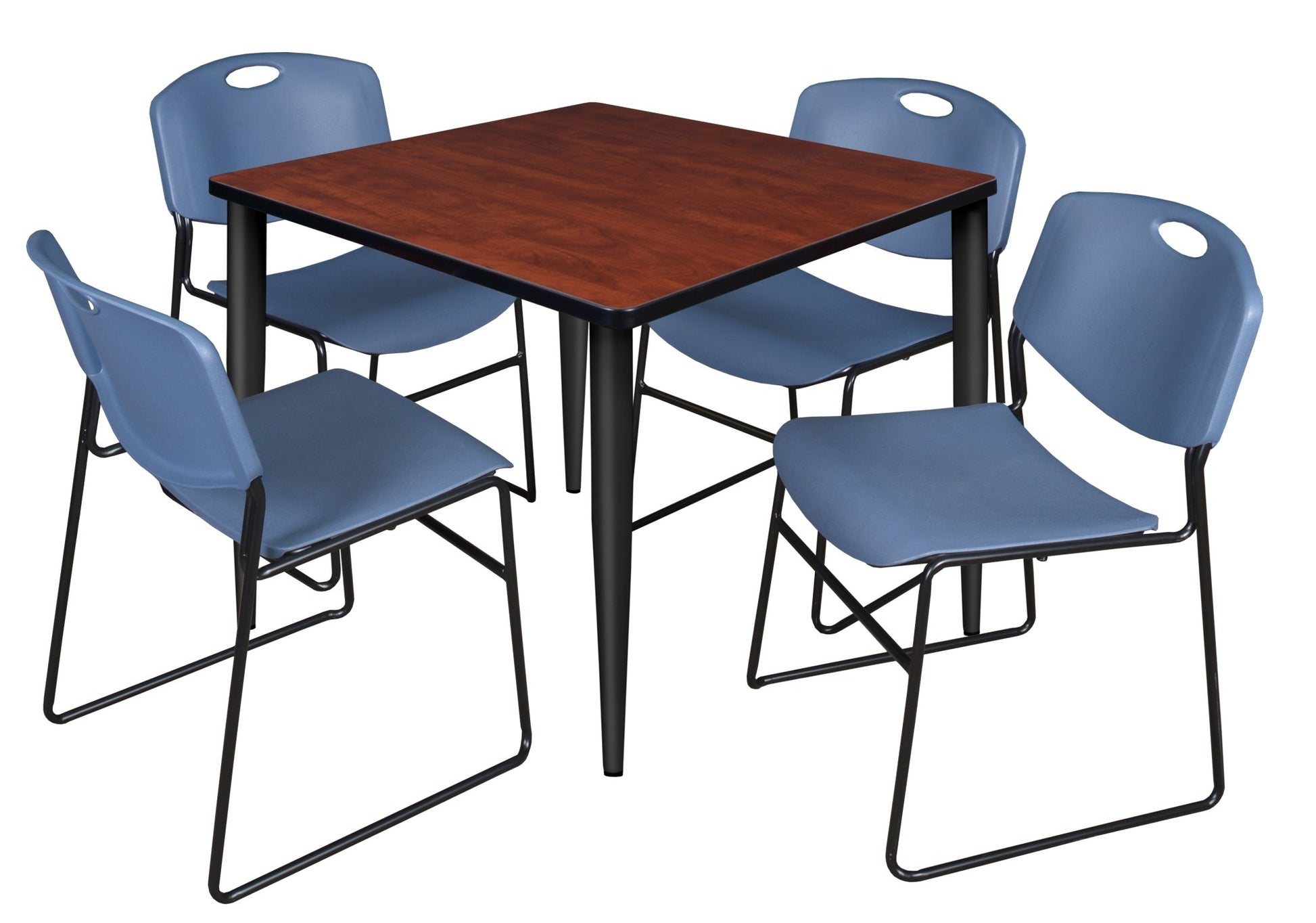 Regency Kahlo 42 in. Square Breakroom Table & 4 Zeng Stack Chairs - SchoolOutlet