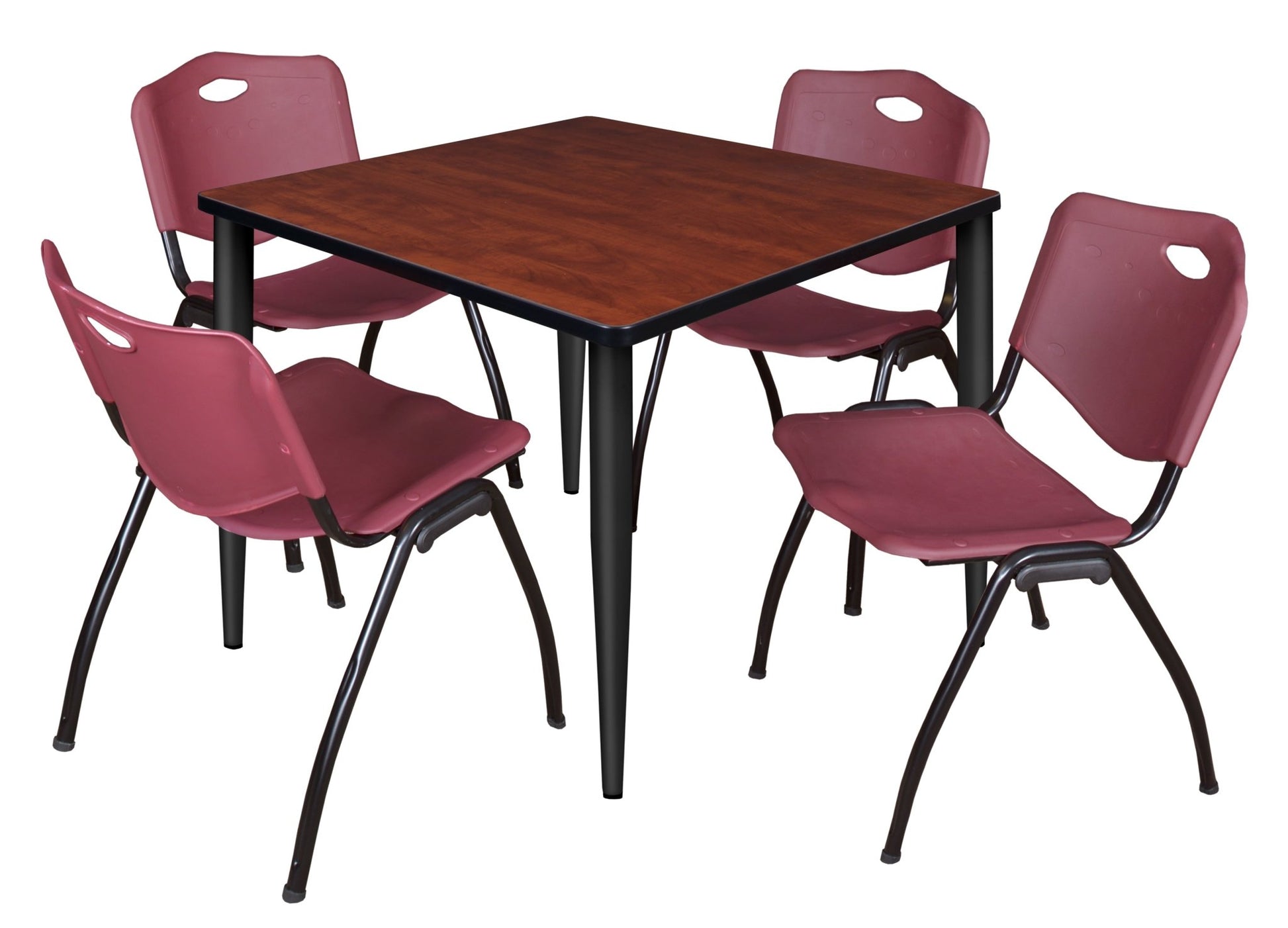 Regency Kahlo 42 in. Square Breakroom Table & 4 M Stack Chairs - SchoolOutlet