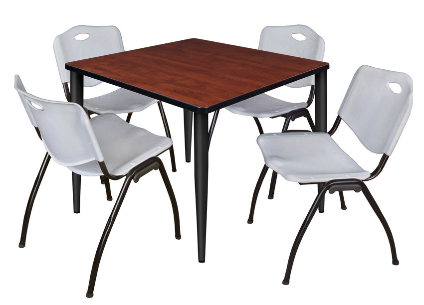 Regency Kahlo 42 in. Square Breakroom Table & 4 M Stack Chairs - SchoolOutlet
