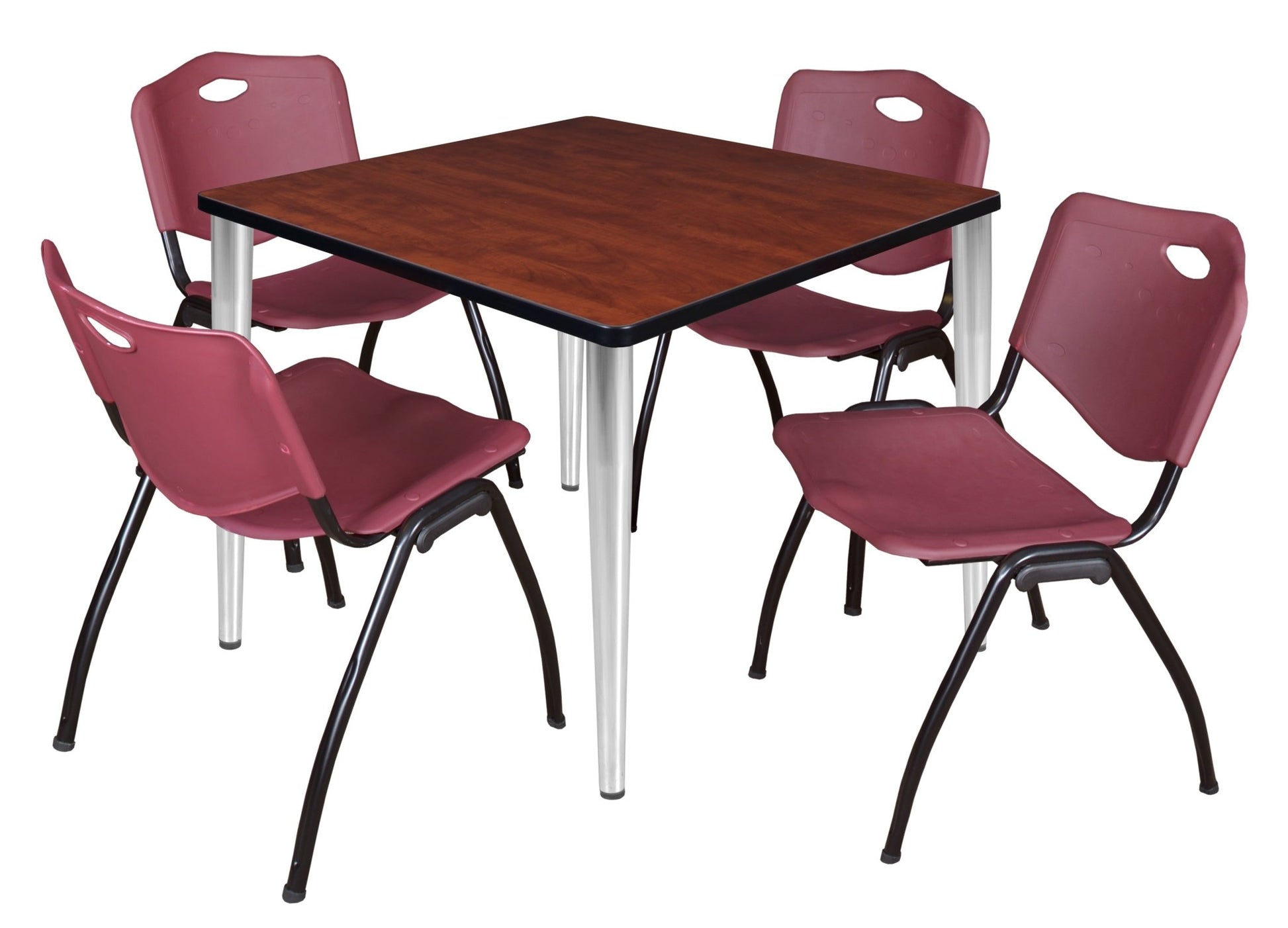 Regency Kahlo 42 in. Square Breakroom Table & 4 M Stack Chairs - SchoolOutlet