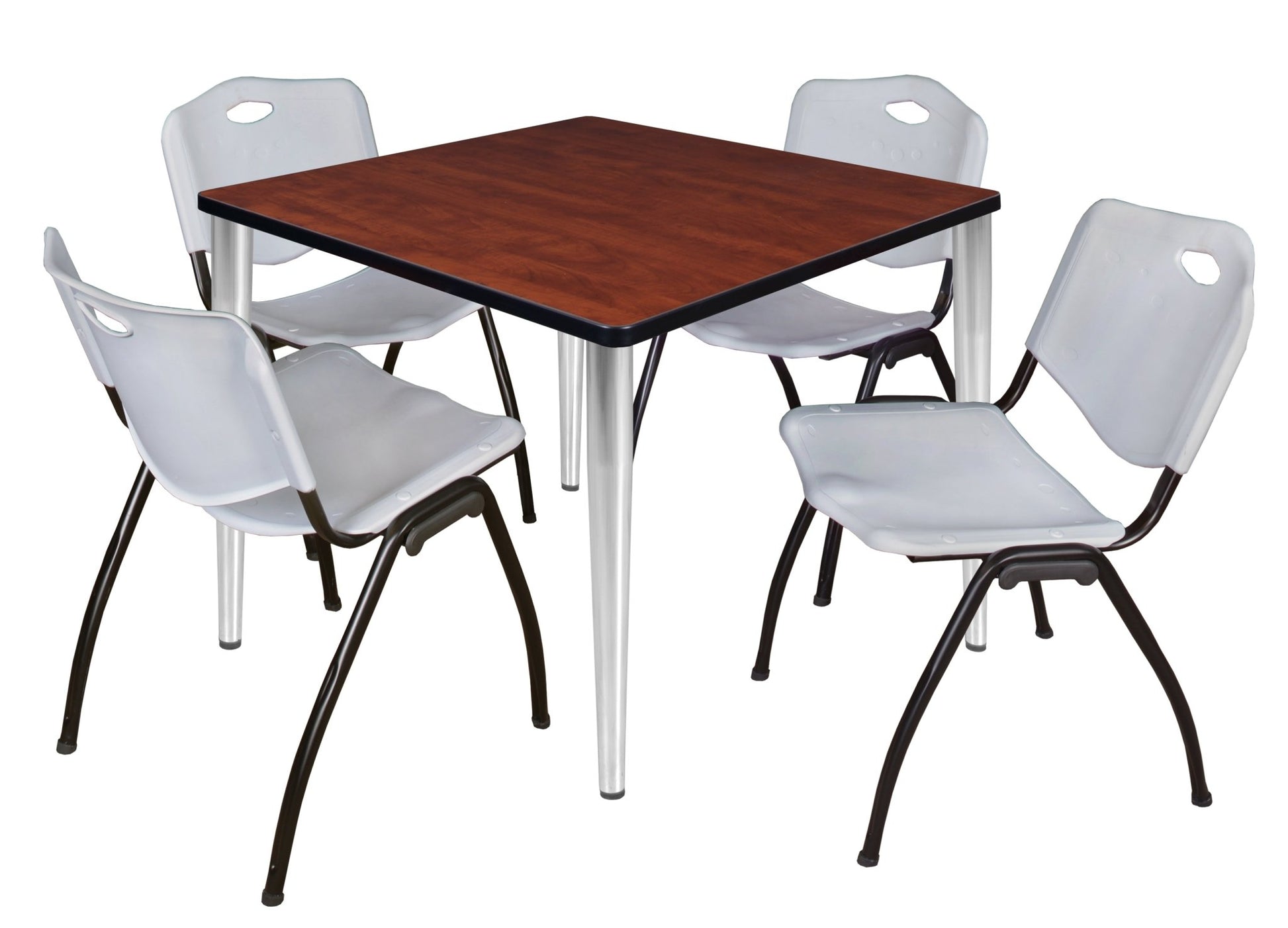 Regency Kahlo 42 in. Square Breakroom Table & 4 M Stack Chairs - SchoolOutlet