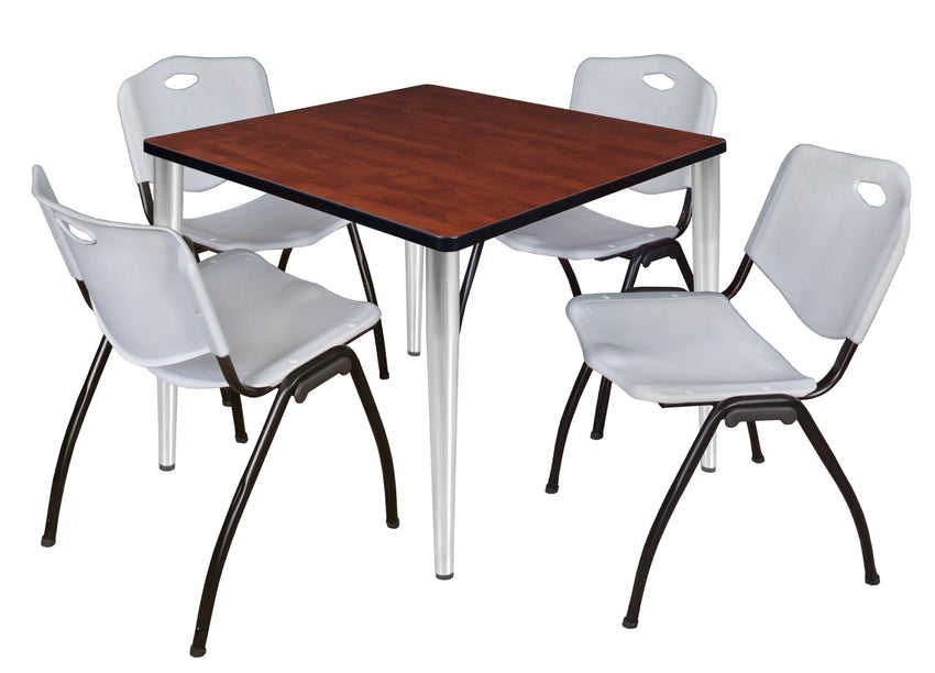 Regency Kahlo 42 in. Square Breakroom Table & 4 M Stack Chairs - SchoolOutlet