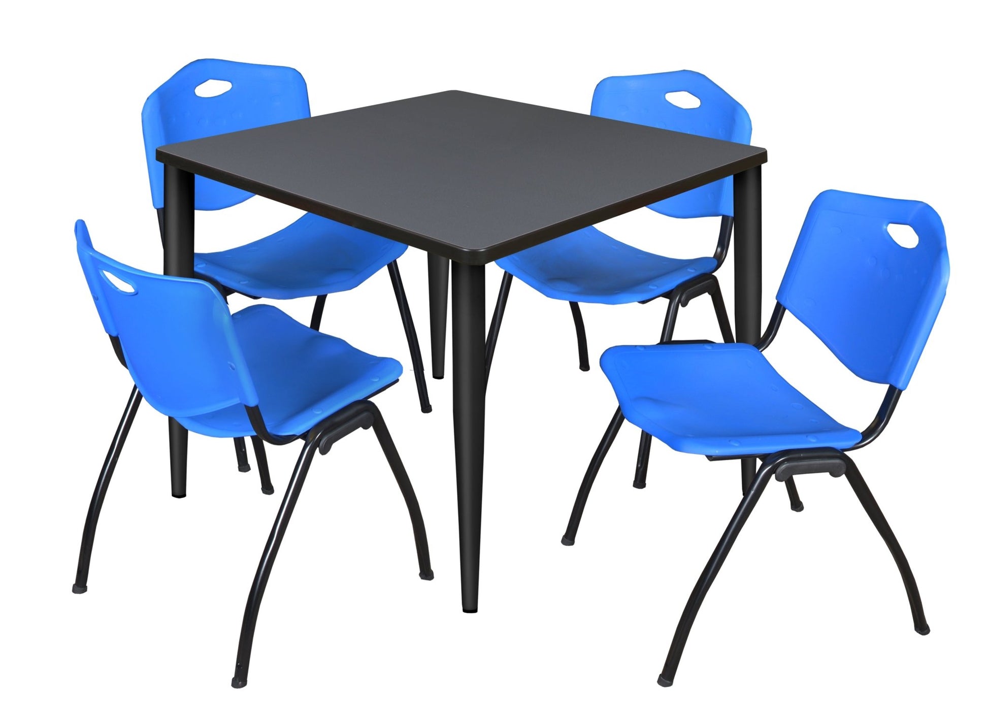 Regency Kahlo 42 in. Square Breakroom Table & 4 M Stack Chairs - SchoolOutlet