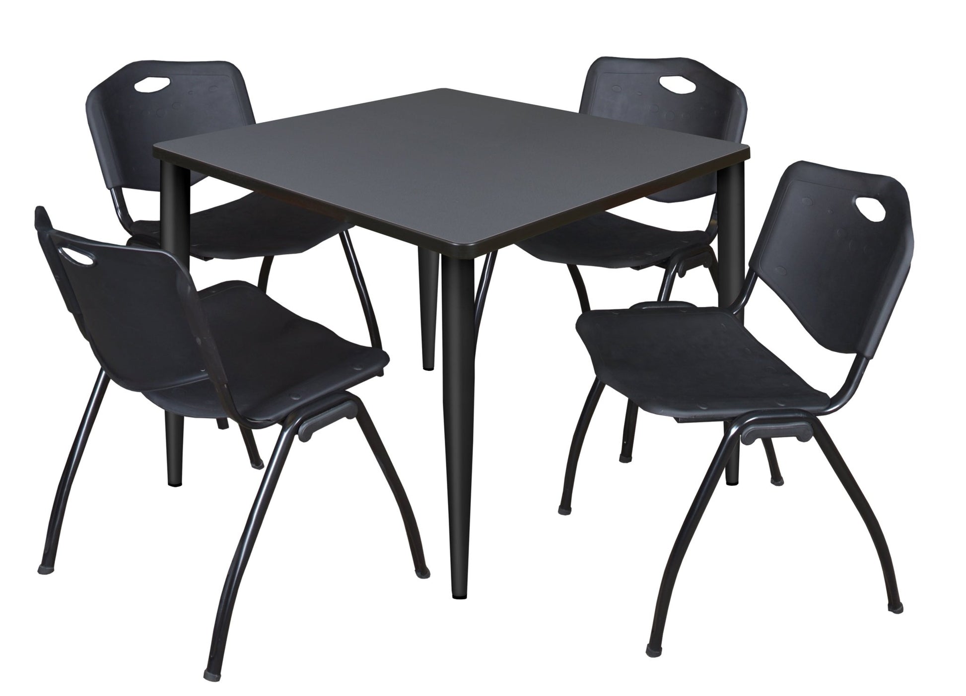 Regency Kahlo 42 in. Square Breakroom Table & 4 M Stack Chairs - SchoolOutlet