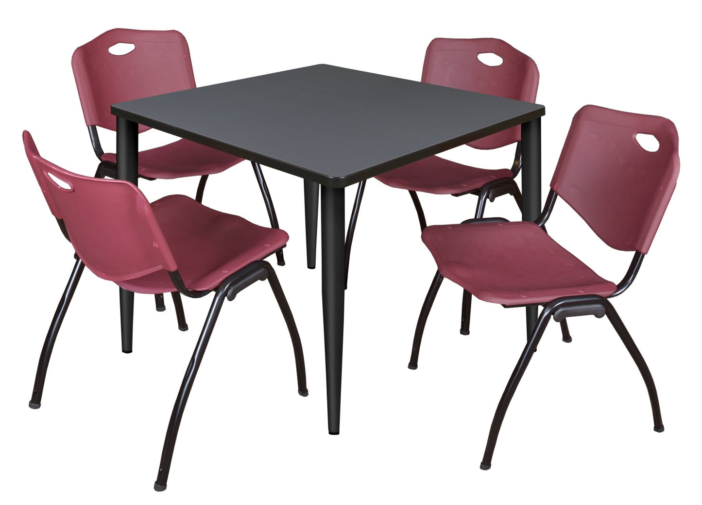 Regency Kahlo 42 in. Square Breakroom Table & 4 M Stack Chairs - SchoolOutlet