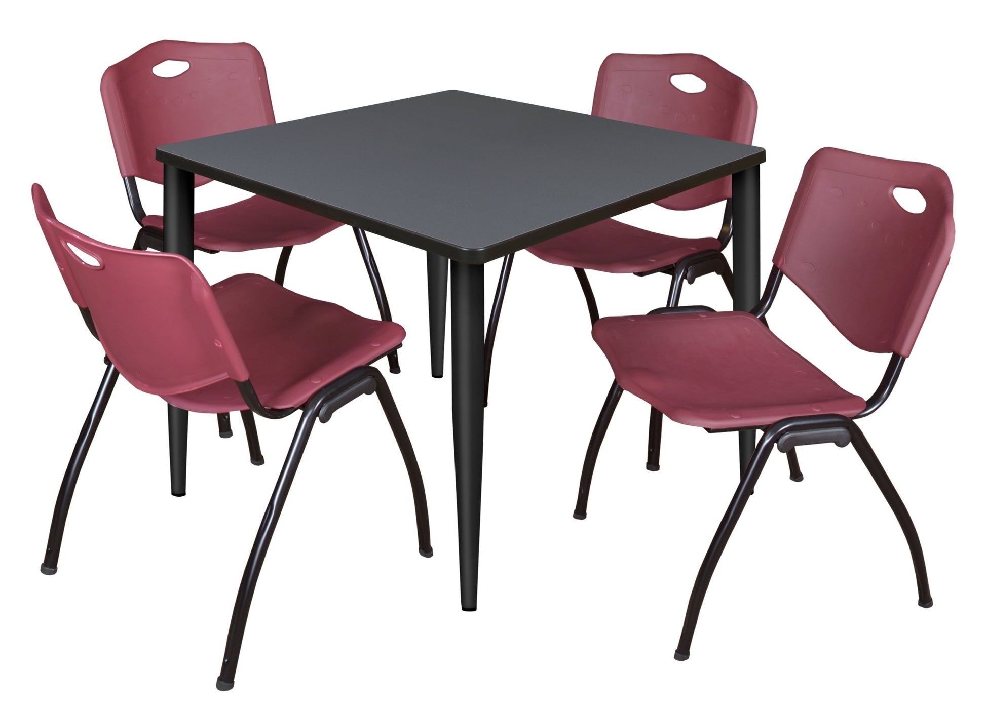 Regency Kahlo 42 in. Square Breakroom Table & 4 M Stack Chairs - SchoolOutlet