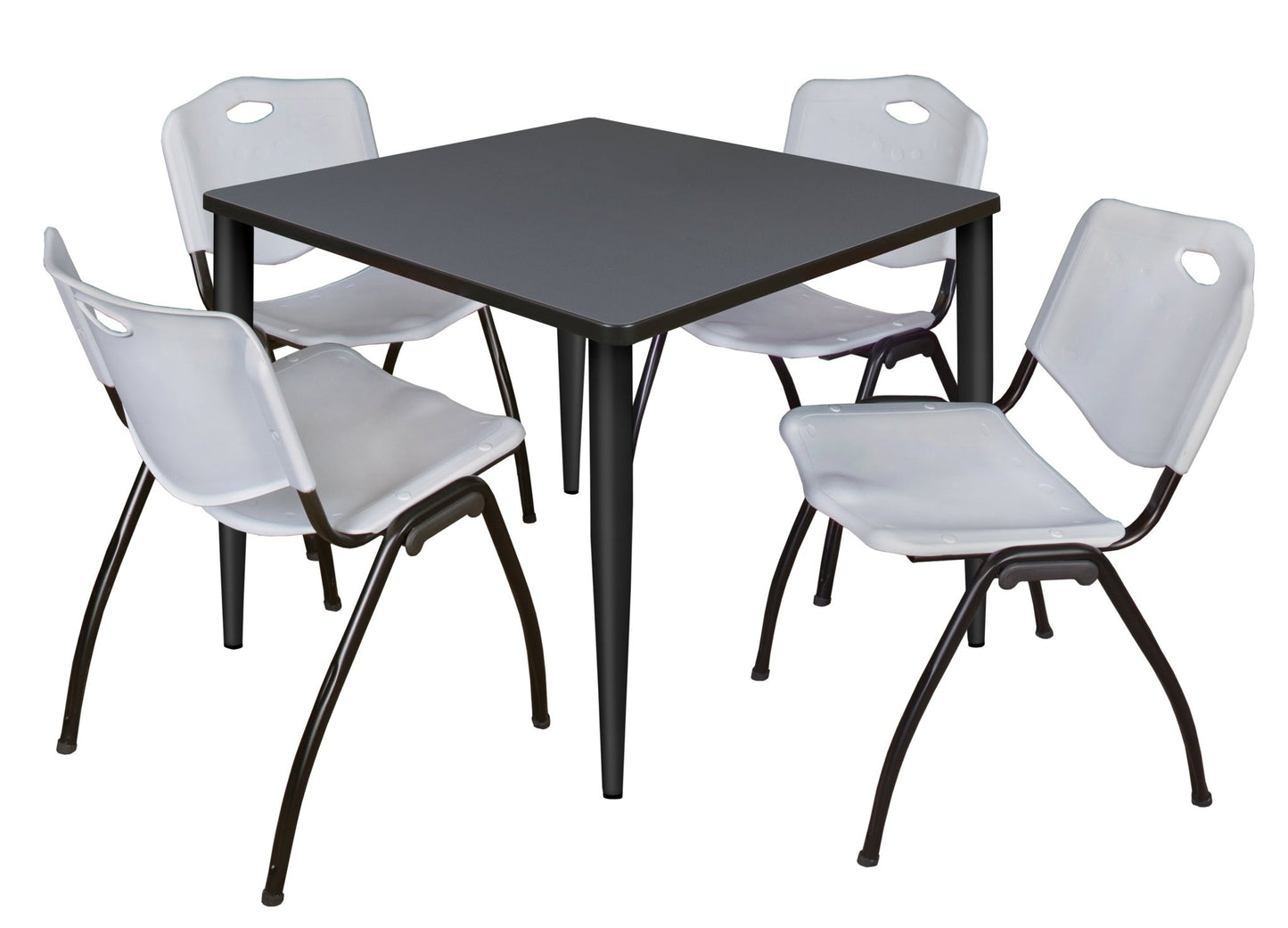 Regency Kahlo 42 in. Square Breakroom Table & 4 M Stack Chairs - SchoolOutlet