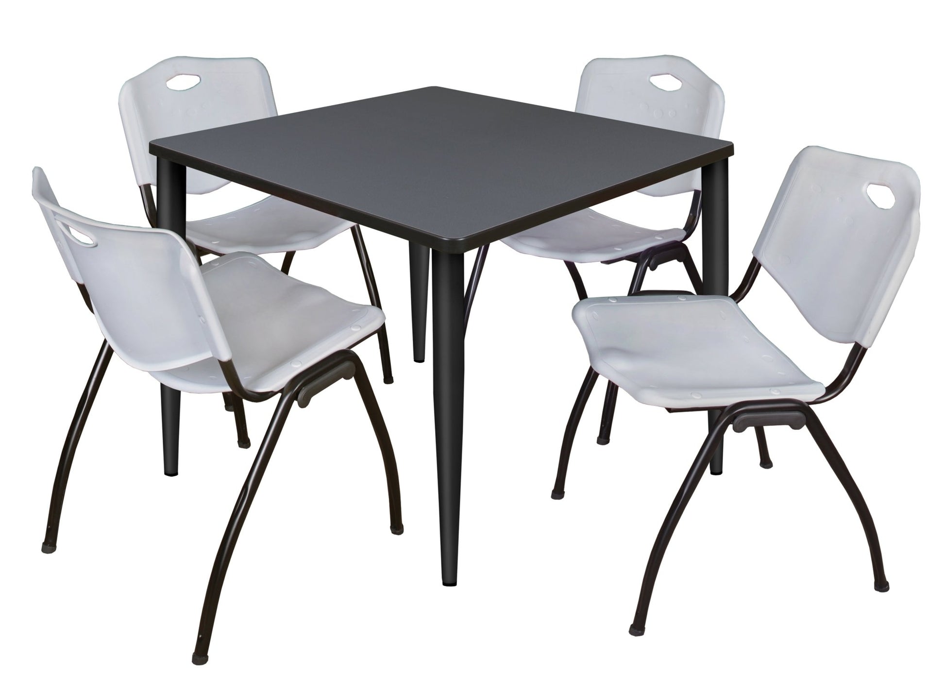 Regency Kahlo 42 in. Square Breakroom Table & 4 M Stack Chairs - SchoolOutlet