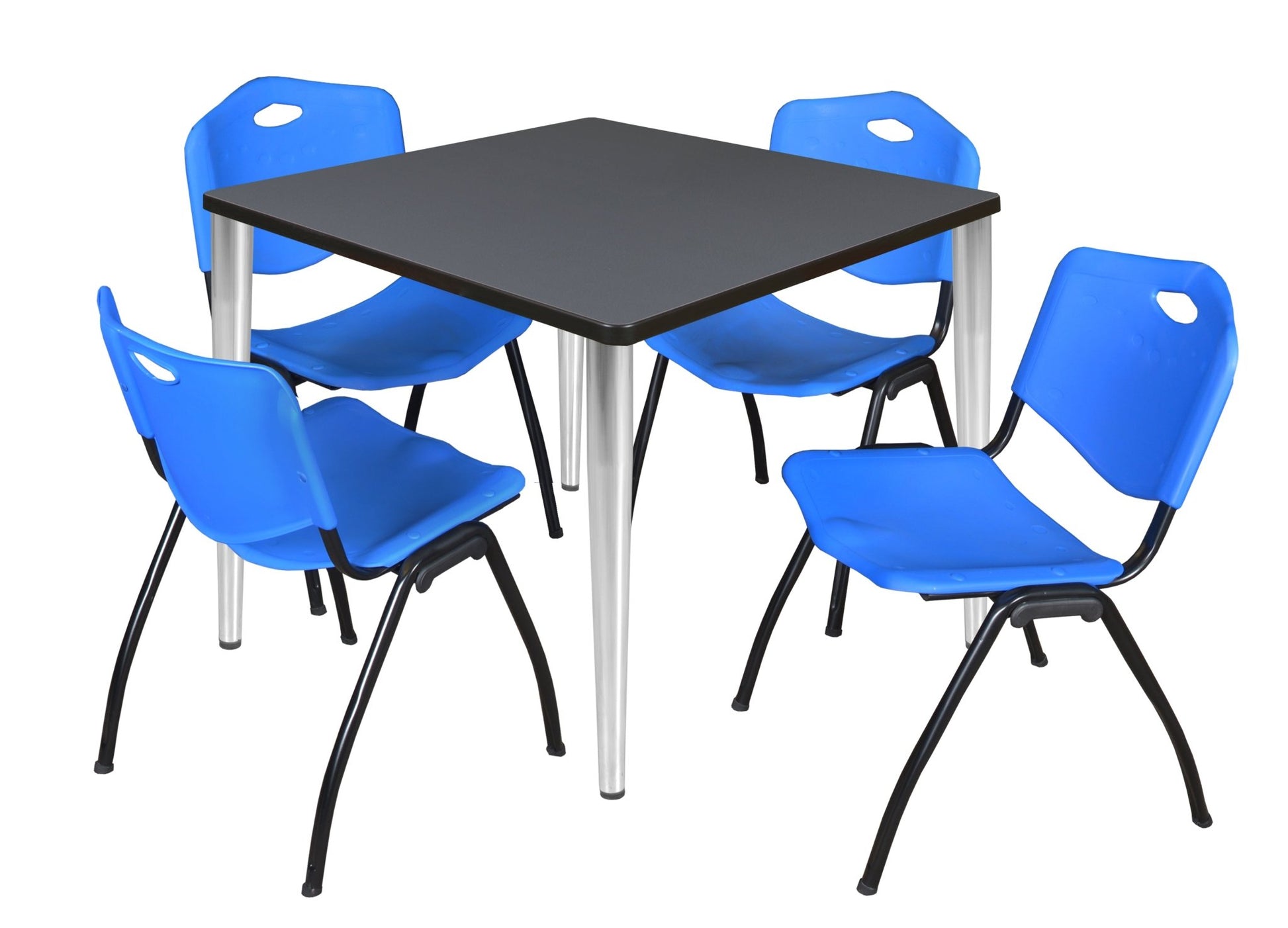 Regency Kahlo 42 in. Square Breakroom Table & 4 M Stack Chairs - SchoolOutlet