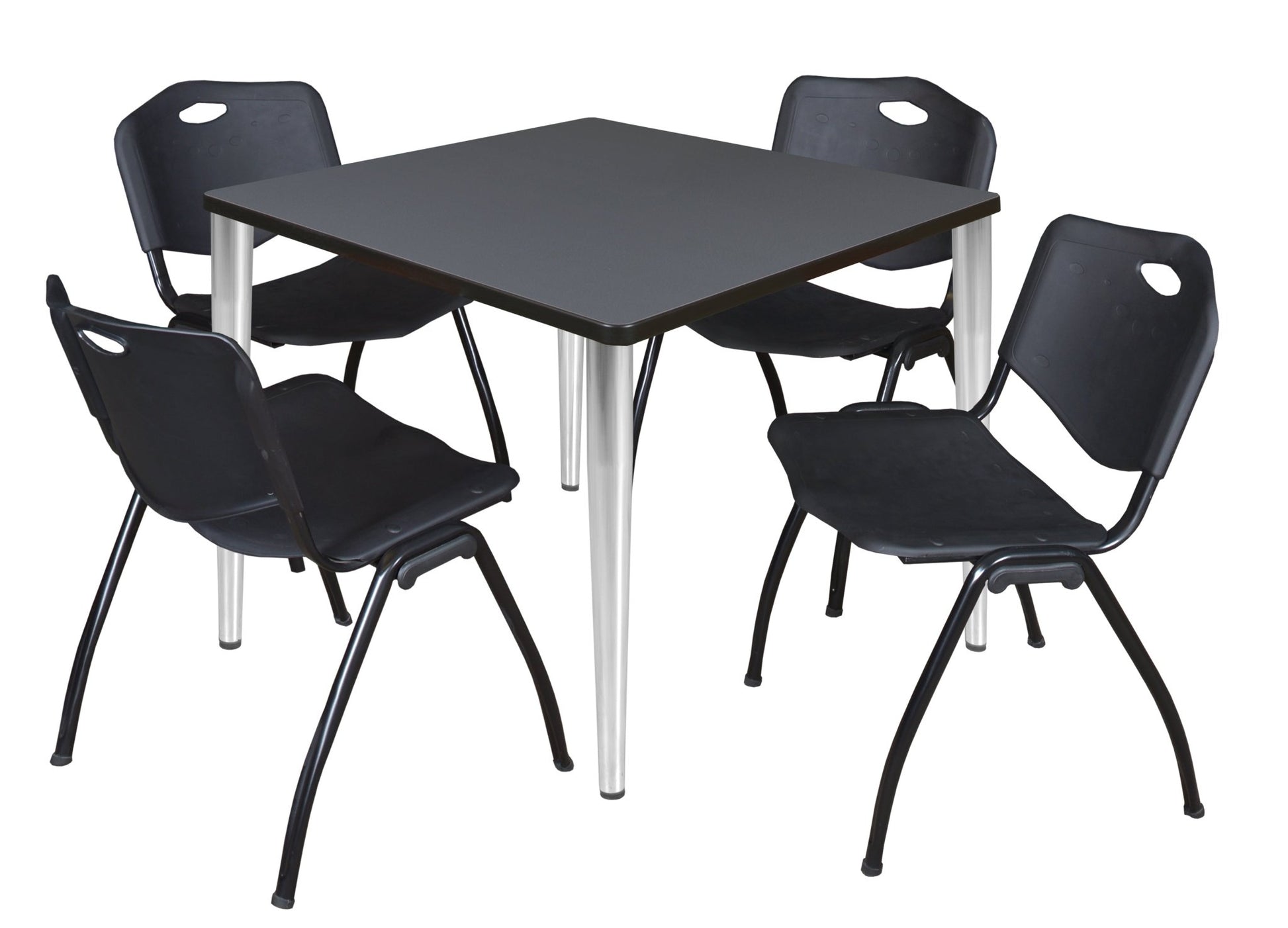 Regency Kahlo 42 in. Square Breakroom Table & 4 M Stack Chairs - SchoolOutlet