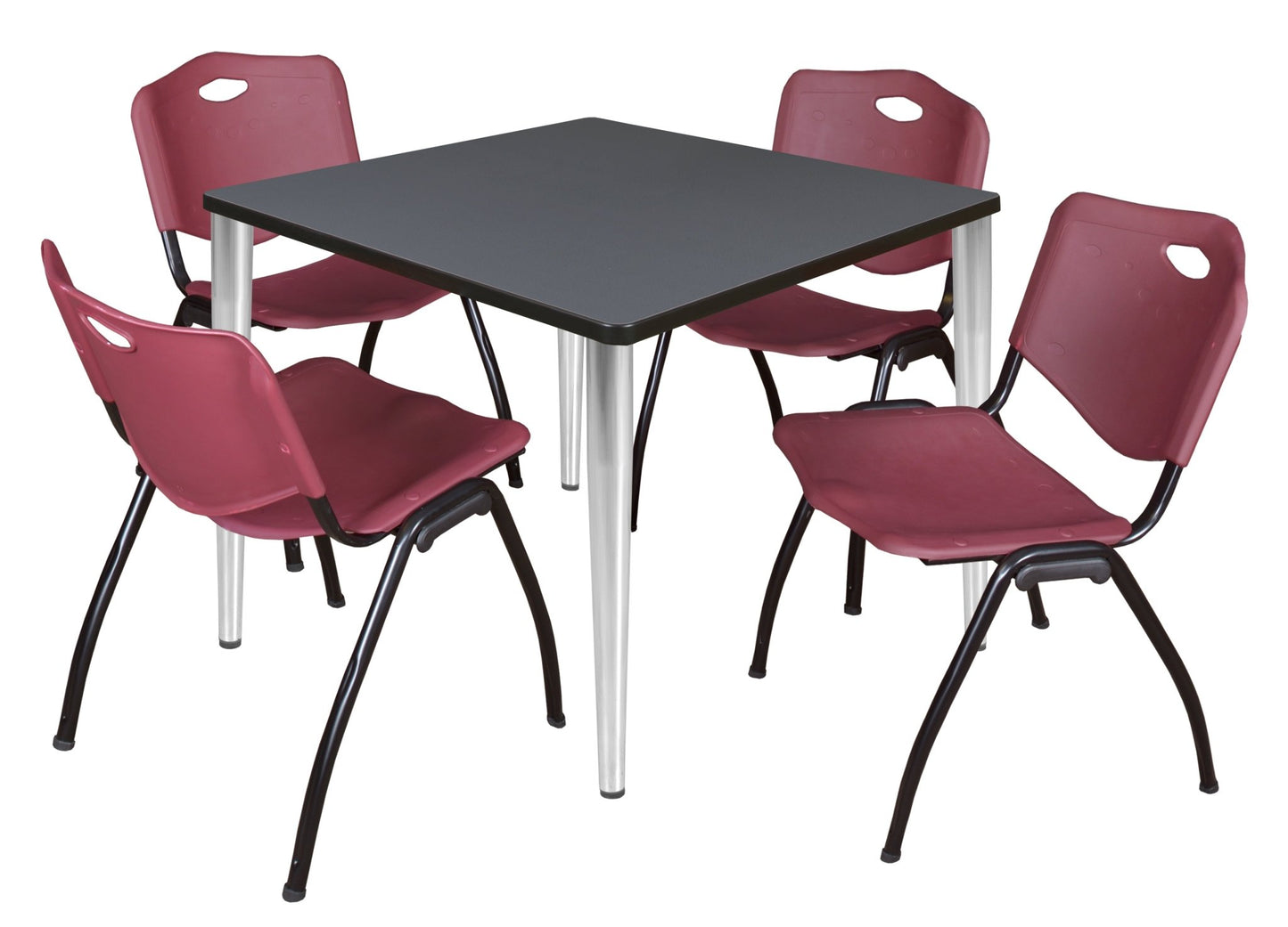 Regency Kahlo 42 in. Square Breakroom Table & 4 M Stack Chairs - SchoolOutlet