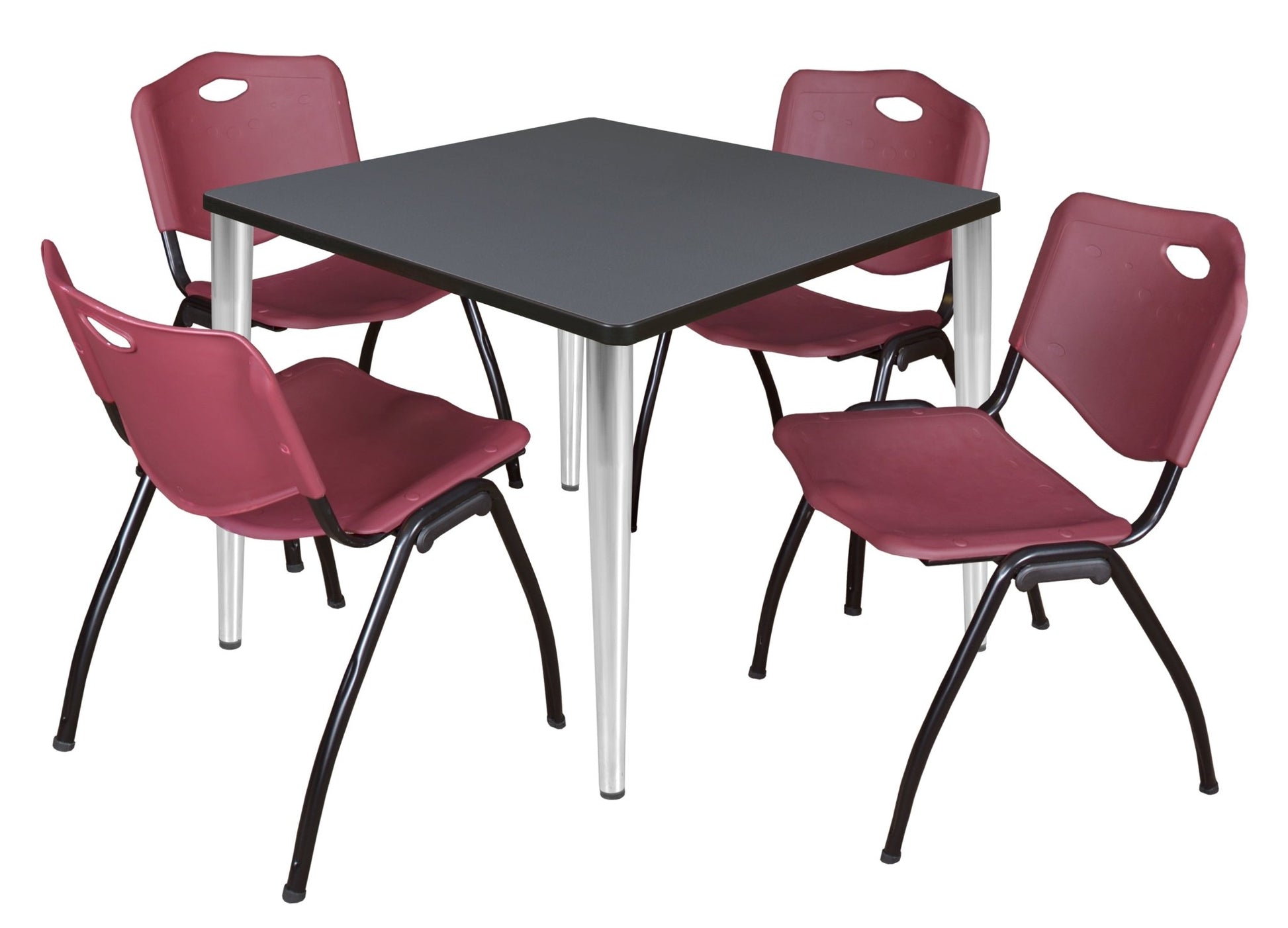 Regency Kahlo 42 in. Square Breakroom Table & 4 M Stack Chairs - SchoolOutlet
