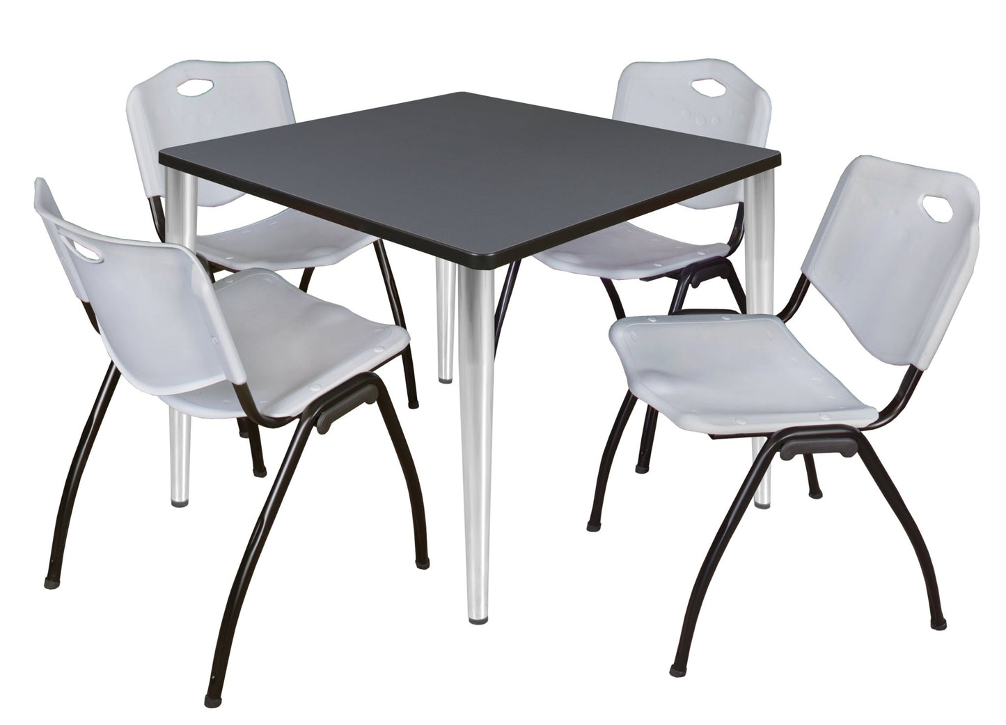 Regency Kahlo 42 in. Square Breakroom Table & 4 M Stack Chairs - SchoolOutlet