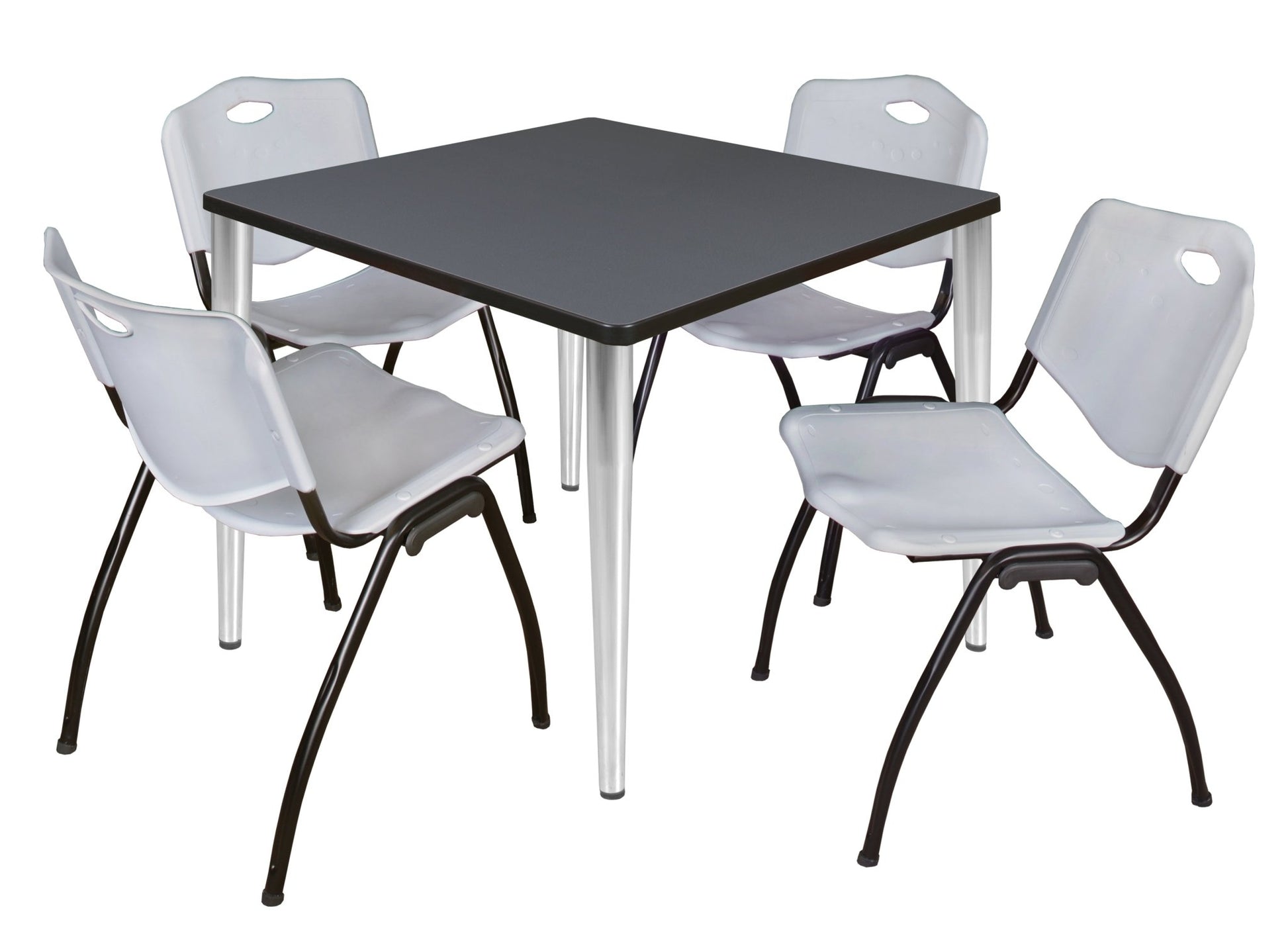 Regency Kahlo 42 in. Square Breakroom Table & 4 M Stack Chairs - SchoolOutlet