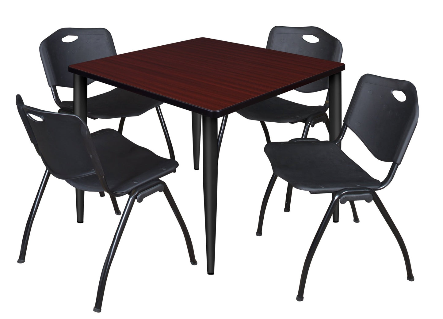 Regency Kahlo 42 in. Square Breakroom Table & 4 M Stack Chairs - SchoolOutlet