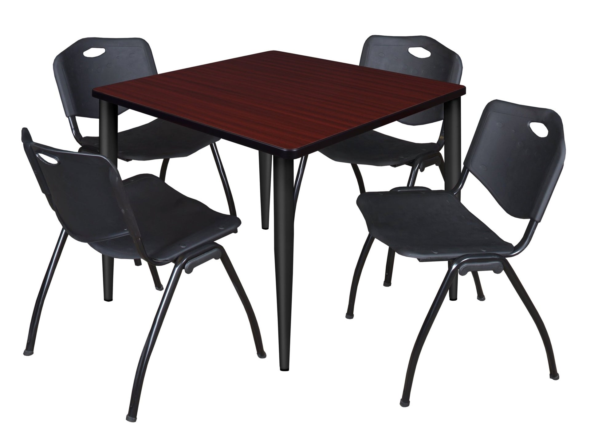 Regency Kahlo 42 in. Square Breakroom Table & 4 M Stack Chairs - SchoolOutlet