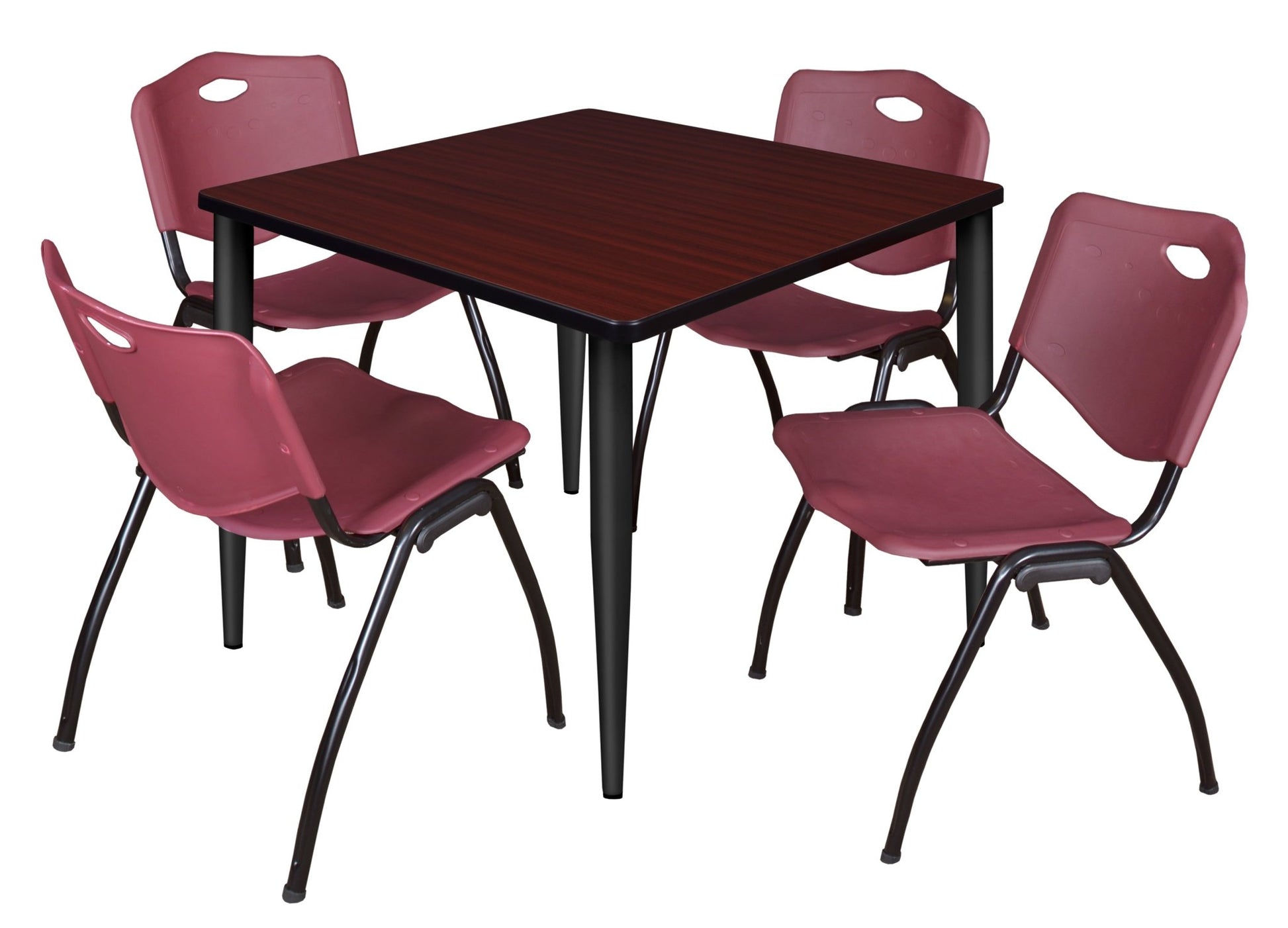 Regency Kahlo 42 in. Square Breakroom Table & 4 M Stack Chairs - SchoolOutlet