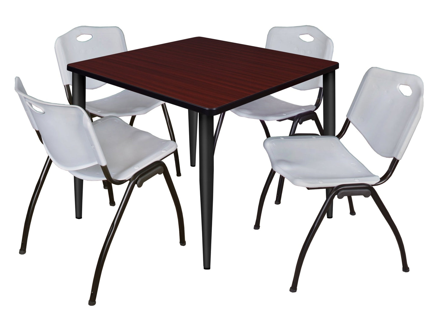 Regency Kahlo 42 in. Square Breakroom Table & 4 M Stack Chairs - SchoolOutlet